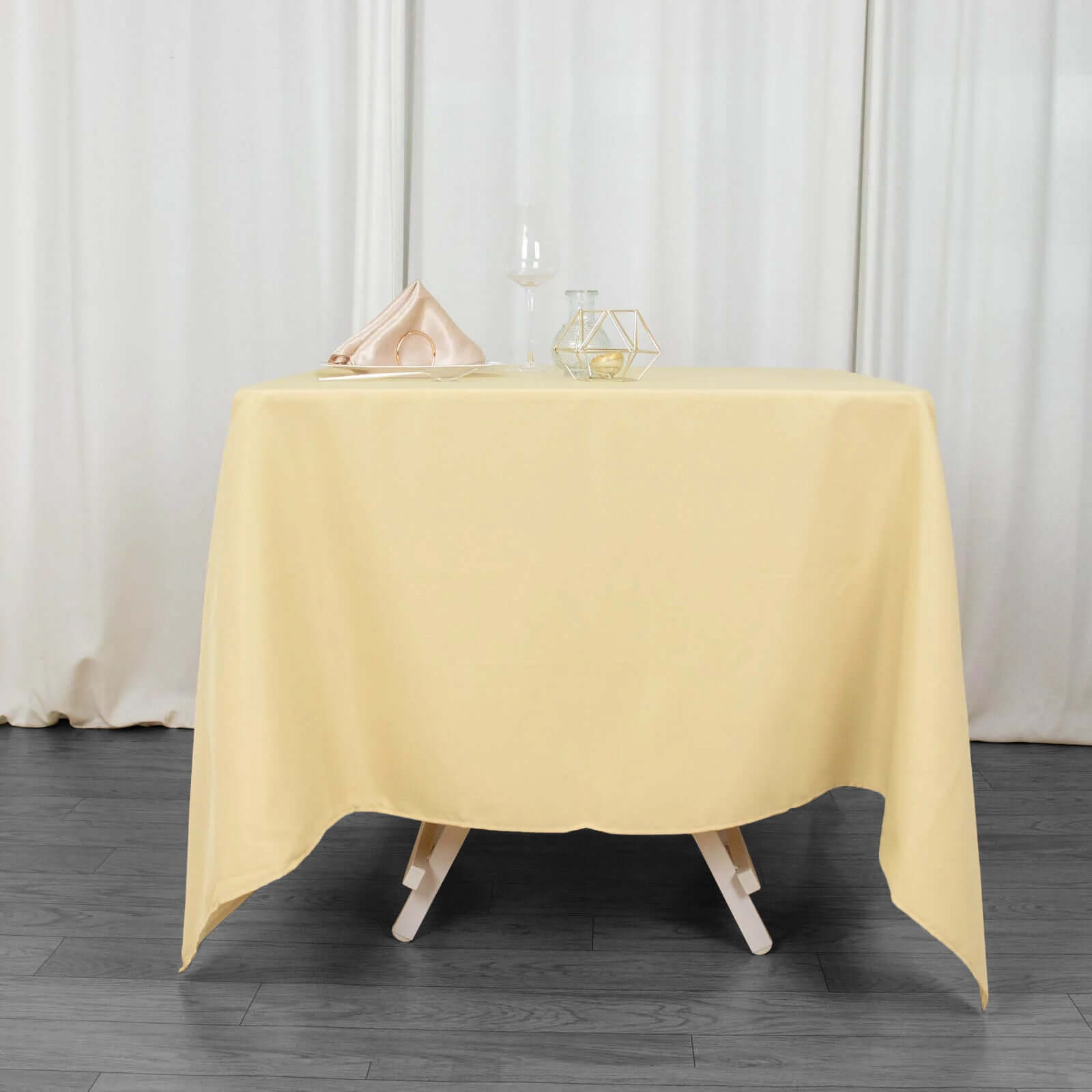 Premium Polyester Square Tablecloth 70"x70" Champagne 220GSM Wrinkle-Resistant Table Cover