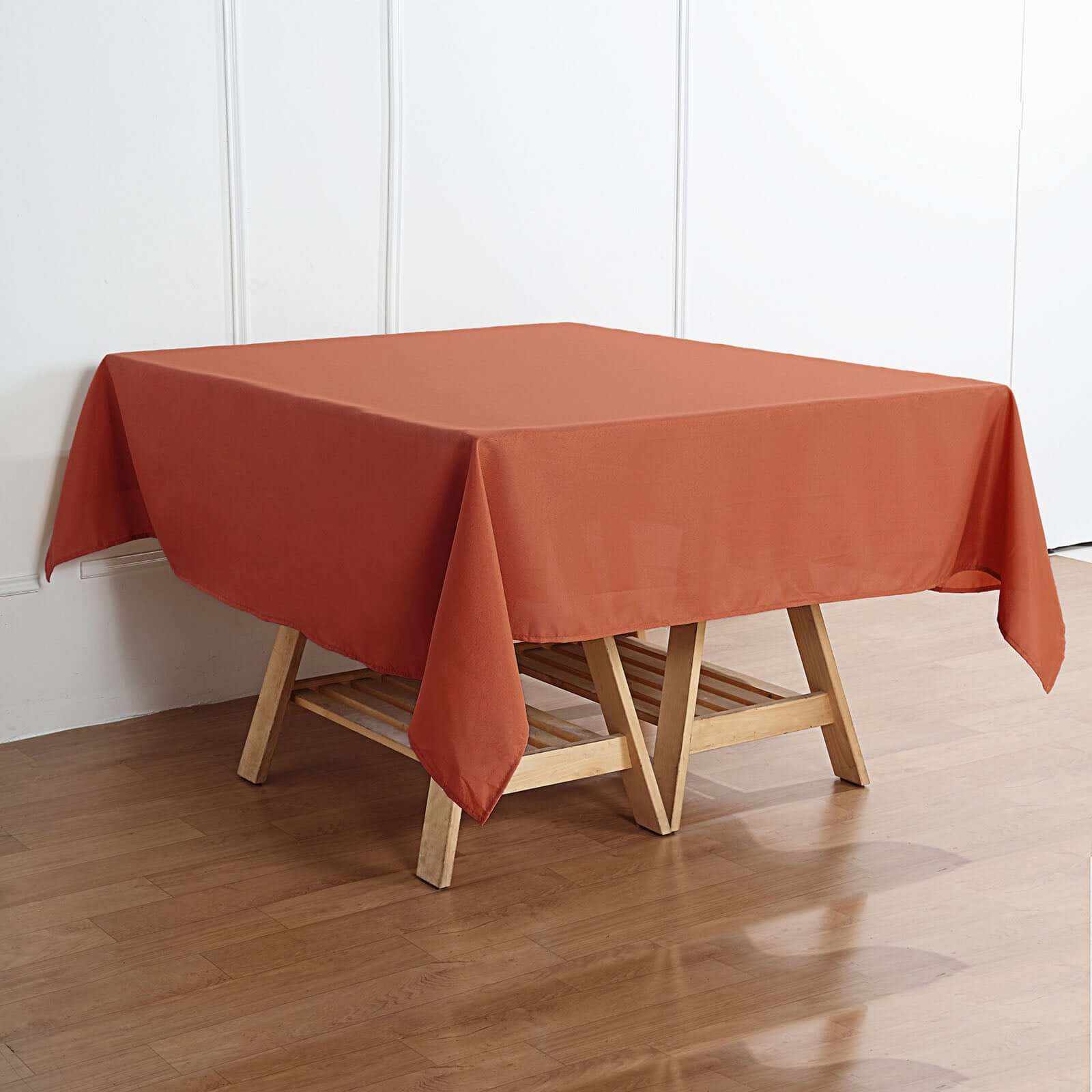 Polyester Square 70"x70" Tablecloth Terracotta (Rust) - Wrinkle-Resistant & Durable Table Cover
