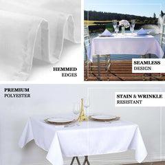 Premium Polyester 54"x54" Square Tablecloth White - Stain and Wrinkle-Resistant 220GSM Finish for Weddings & Events