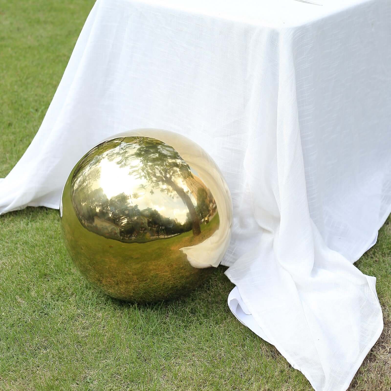 Gazing Globe Mirror Ball Reflective Hollow Stainless Steel Gold Sphere - Decorative Garden Accent Piece 20"
