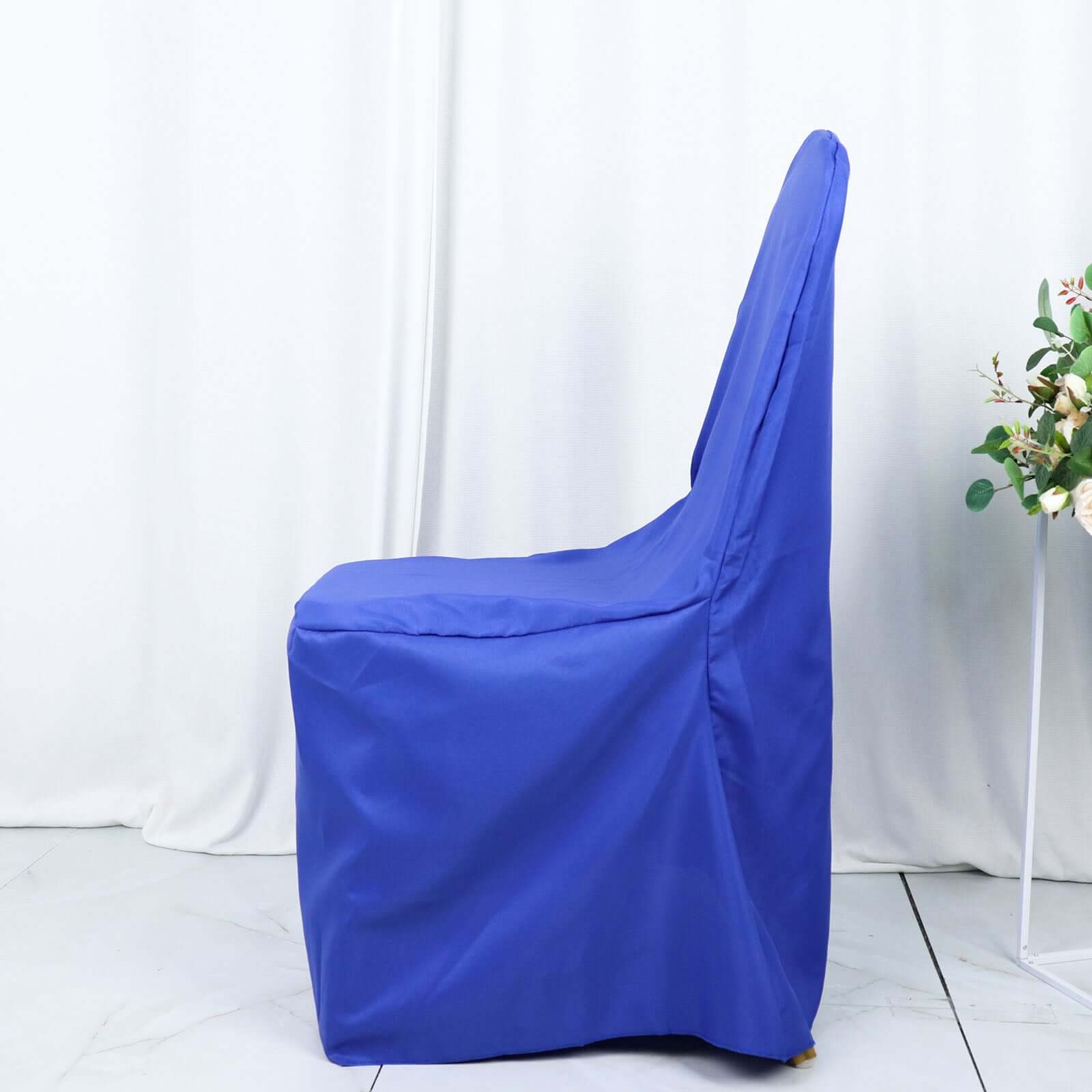 Polyester Slip On Banquet Chair Covers Royal Blue - Stain-Resistant Reusable Durable Fabric