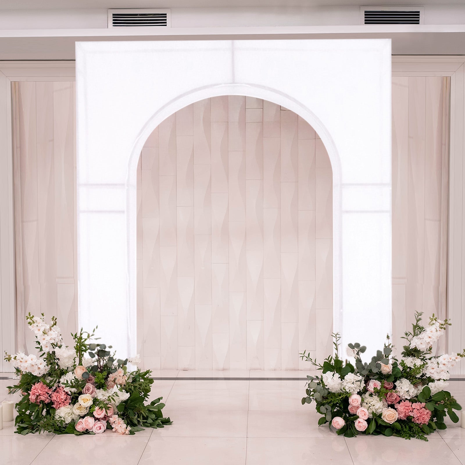8ft White Spandex Backdrop Stand Cover for Arc de Triomphe Stand, Stretch Fitted Floral Balloon Frame Wedding Arch Cover