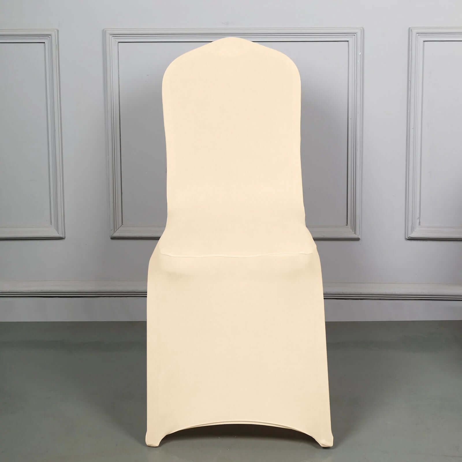 Spandex Chair Cover for Banquet Chairs Beige - Stretch 160GSM Fabric with Slip-On Slipcover