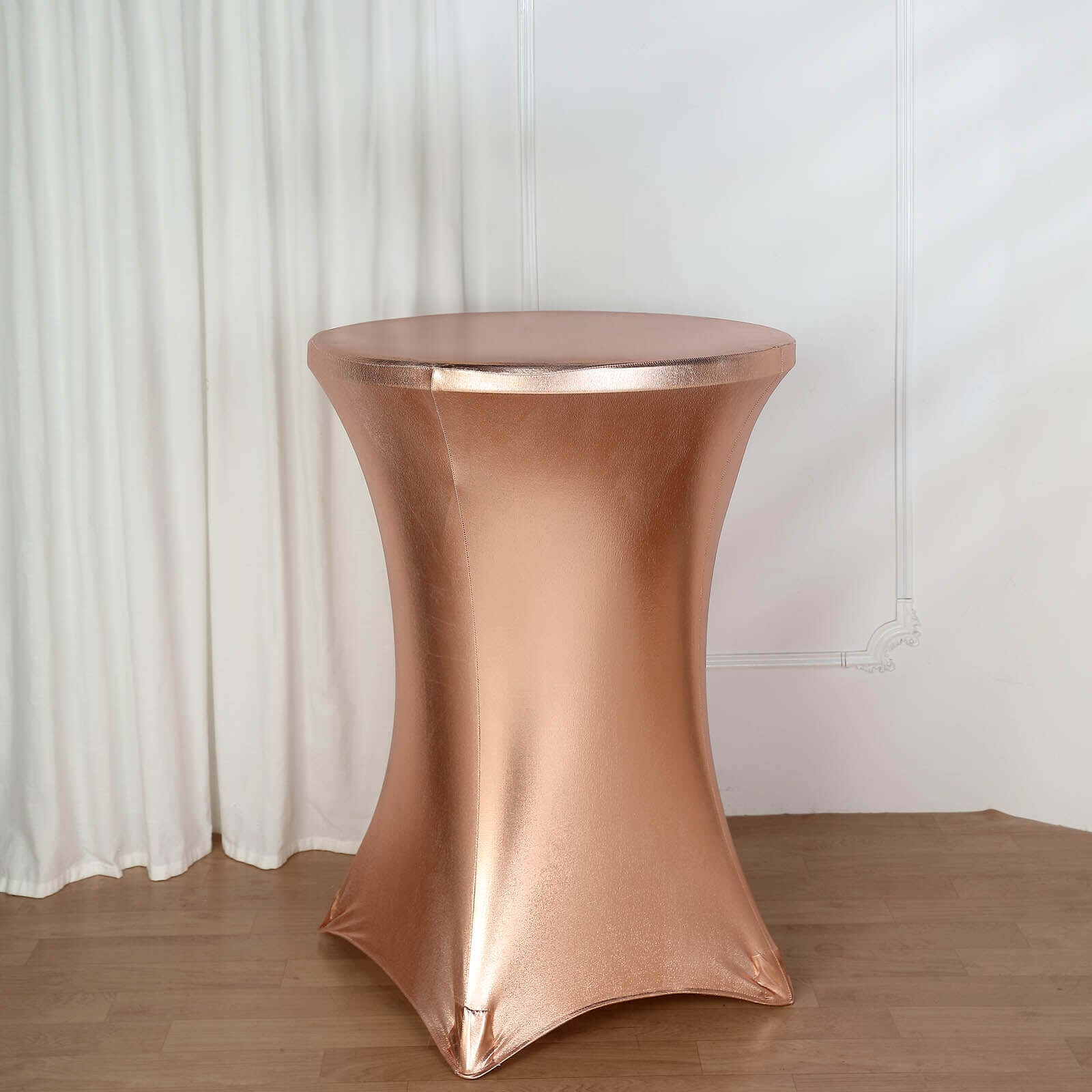 Metallic Spandex 30" Fitted Round Cocktail Table Cover Blush Highboy Tablecloth - Stretch Fit & Water-Resistant