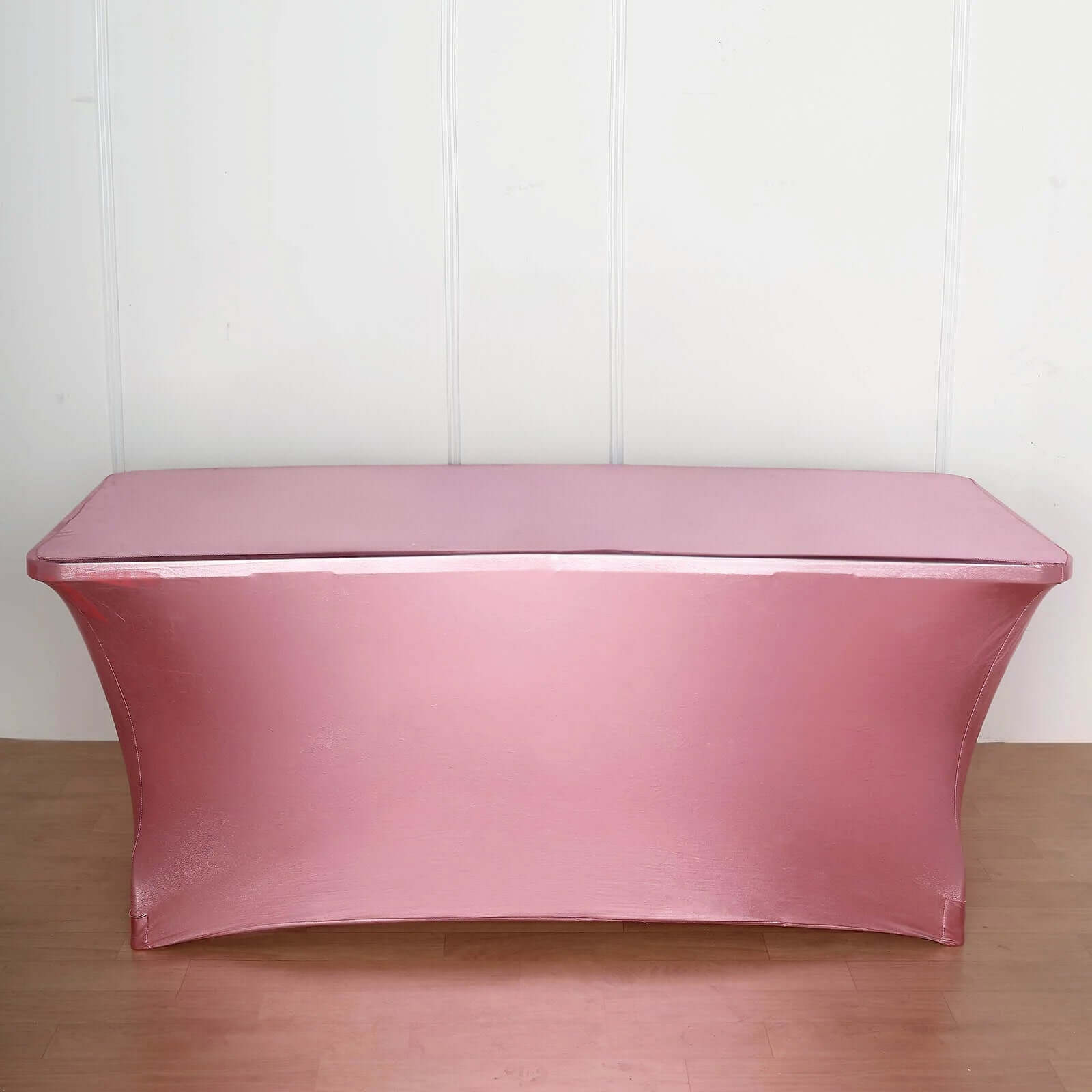 Stretch Spandex 72"x30" Rectangle Tablecloth Metallic Rose Gold - Form-Fitting Table Cover