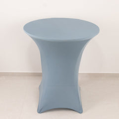 Spandex 36" Round Cocktail Table Cover Dusty Blue - Easy to Maintain Stretch Fitted Highboy Tablecloth
