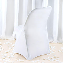 Premium Spandex Chair Cover with Foot Pockets for Folding Chairs White - Stretch Fitted 220GSM Fabric for Weddings & Gatherings