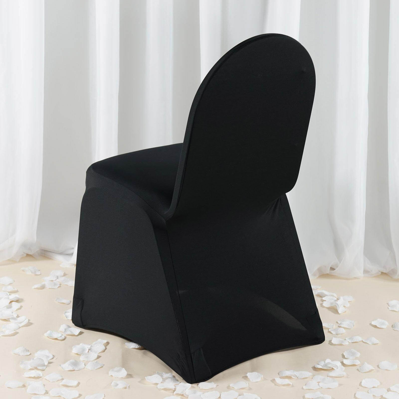 Premium Spandex Chair Cover with Foot Pockets for Banquet Chairs Black - Stretch 220GSM Fitted Slipcover