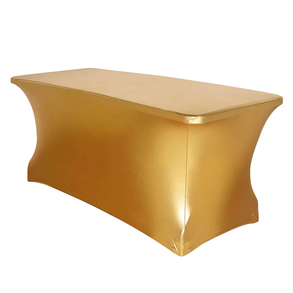 Stretch Spandex 72"x30" Rectangle Tablecloth Metallic Gold - Glamorous Form-Fitting Table Cover for Upscale Gatherings