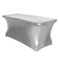 Stretch Spandex 72"x30" Rectangle Tablecloth Metallic Silver - Form-Fitting Table Cover