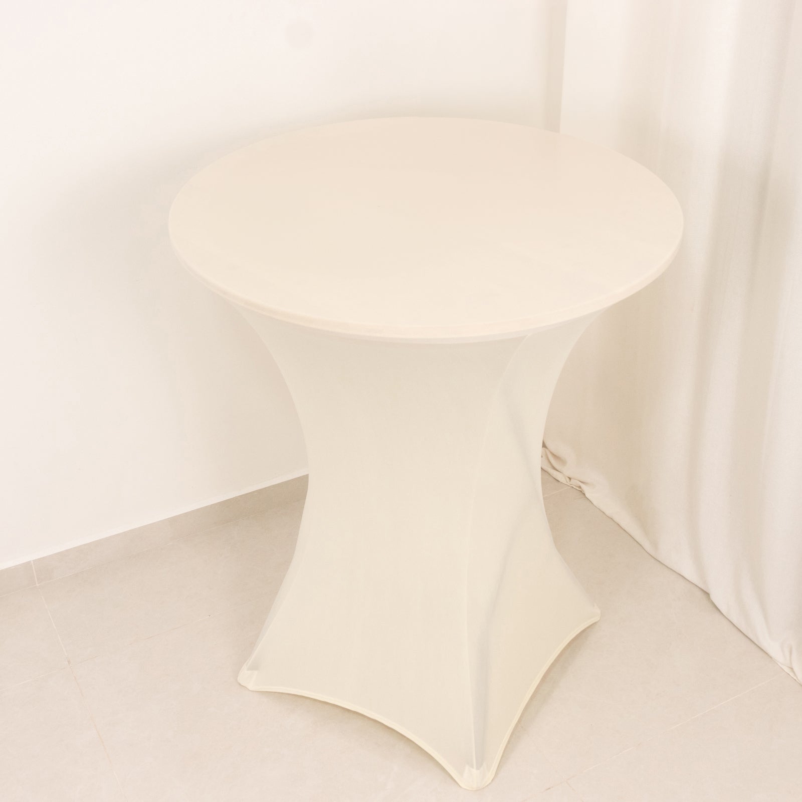 Spandex 36" Round Cocktail Table Cover Ivory - Easy to Maintain Stretch Fitted Highboy Tablecloth