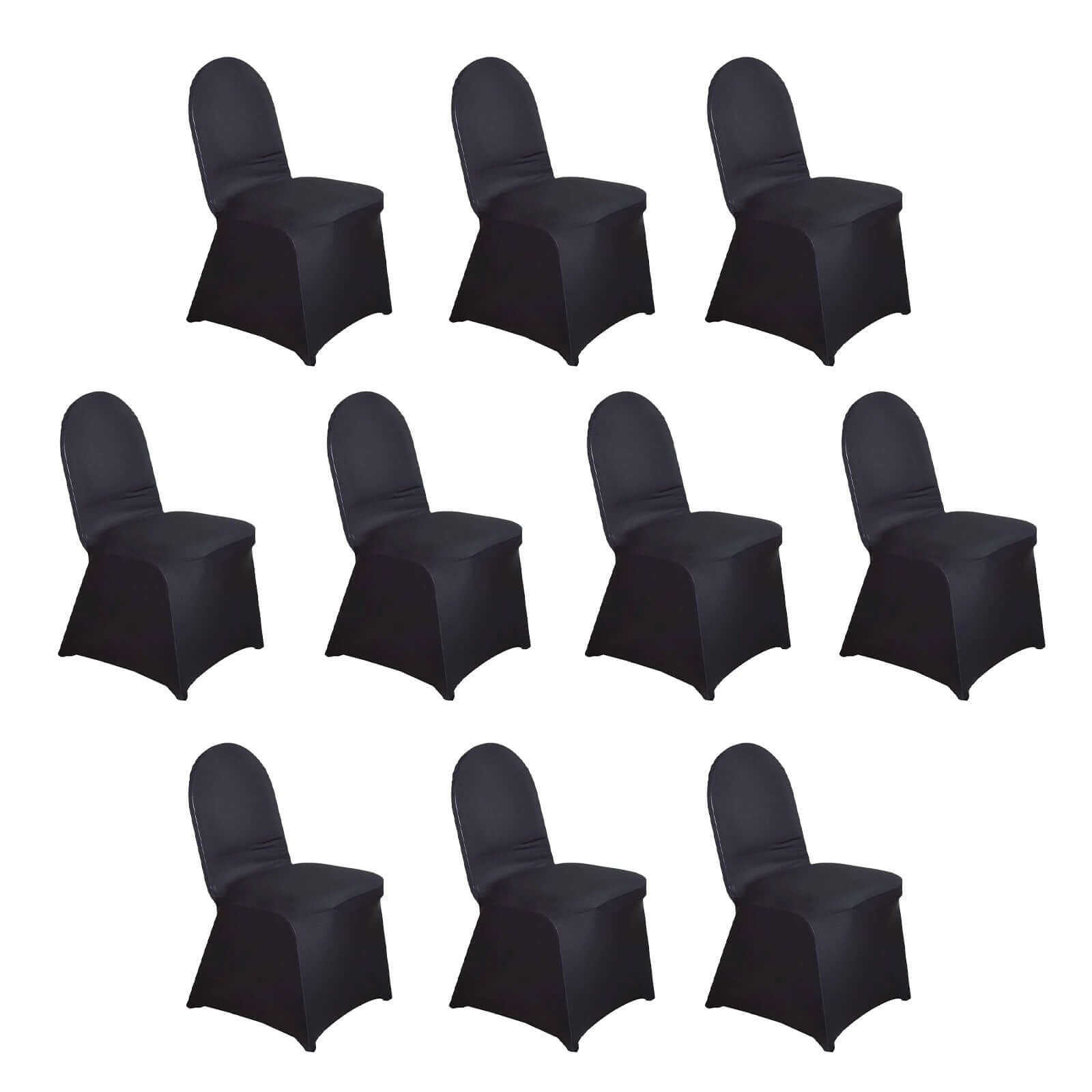 10 Pack Spandex Chair Covers for Banquet Chairs Black - Durable Reusable Stretch Slip-On Covers for Gatherings