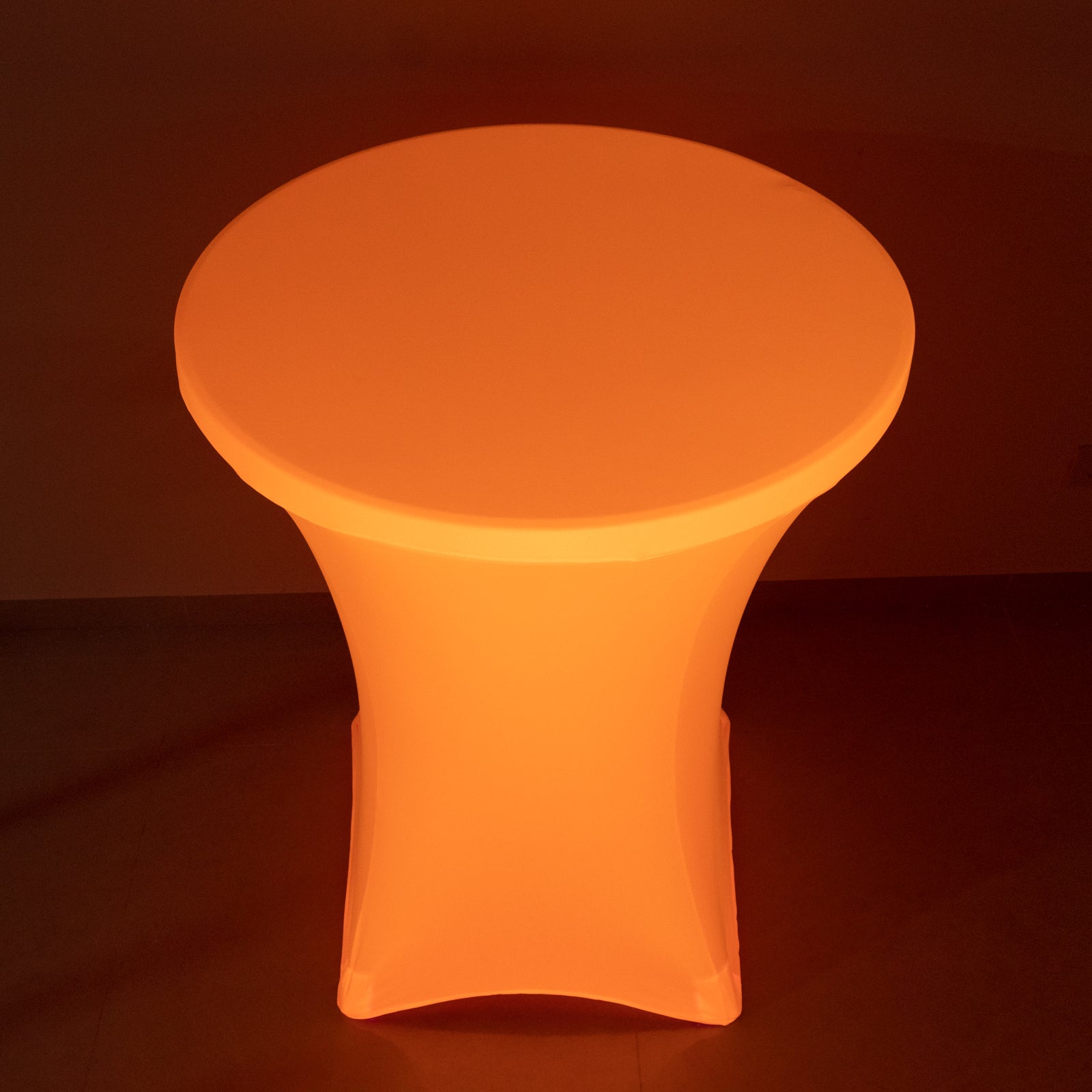 Glow Neon Orange Fitted Spandex Cocktail Tablecloth – 30" Round, Wrinkle-Free Cover