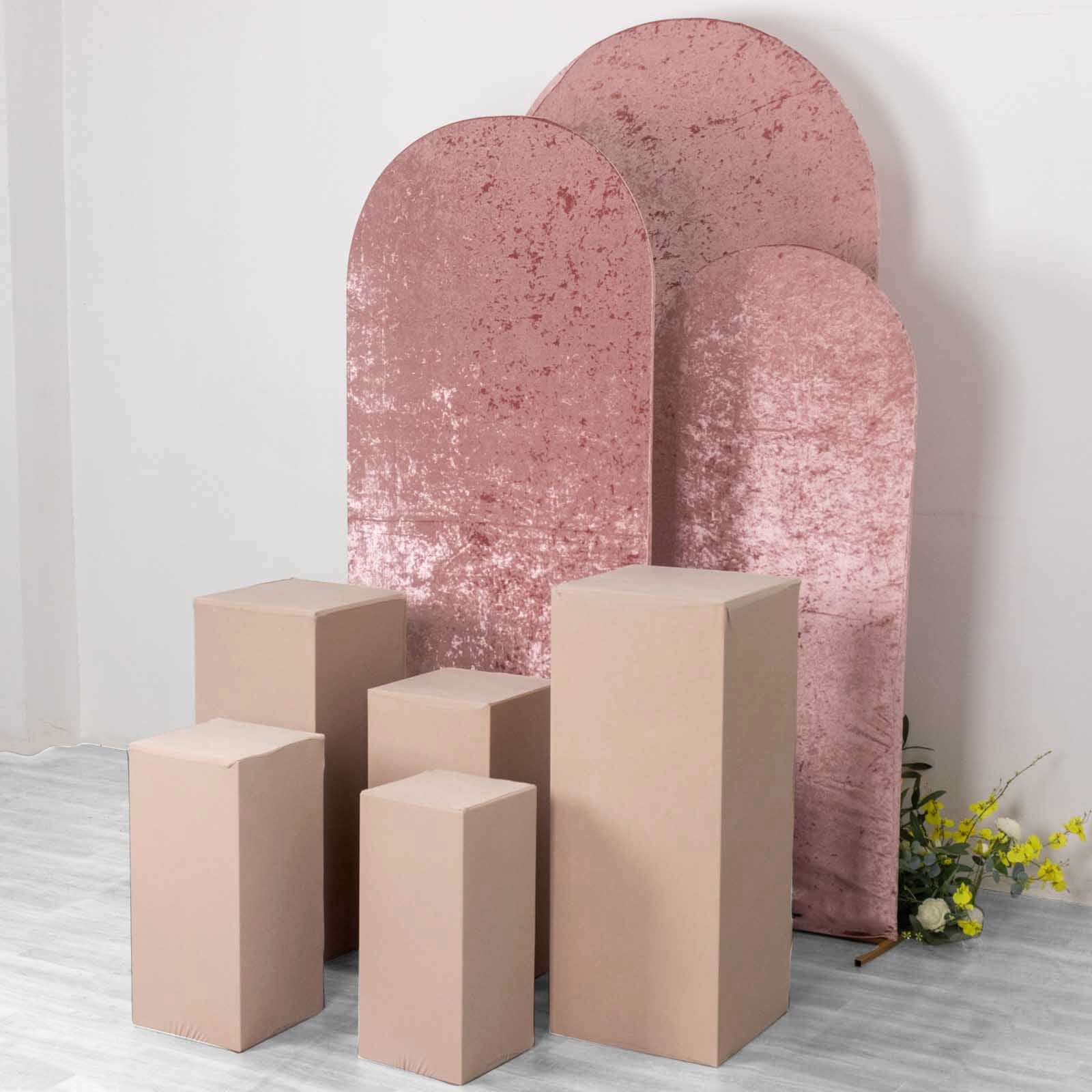 Set of 5 Nude Spandex Rectangle Pedestal Stand Covers, Stretchable Pillar Prop Covers - 160 GSM