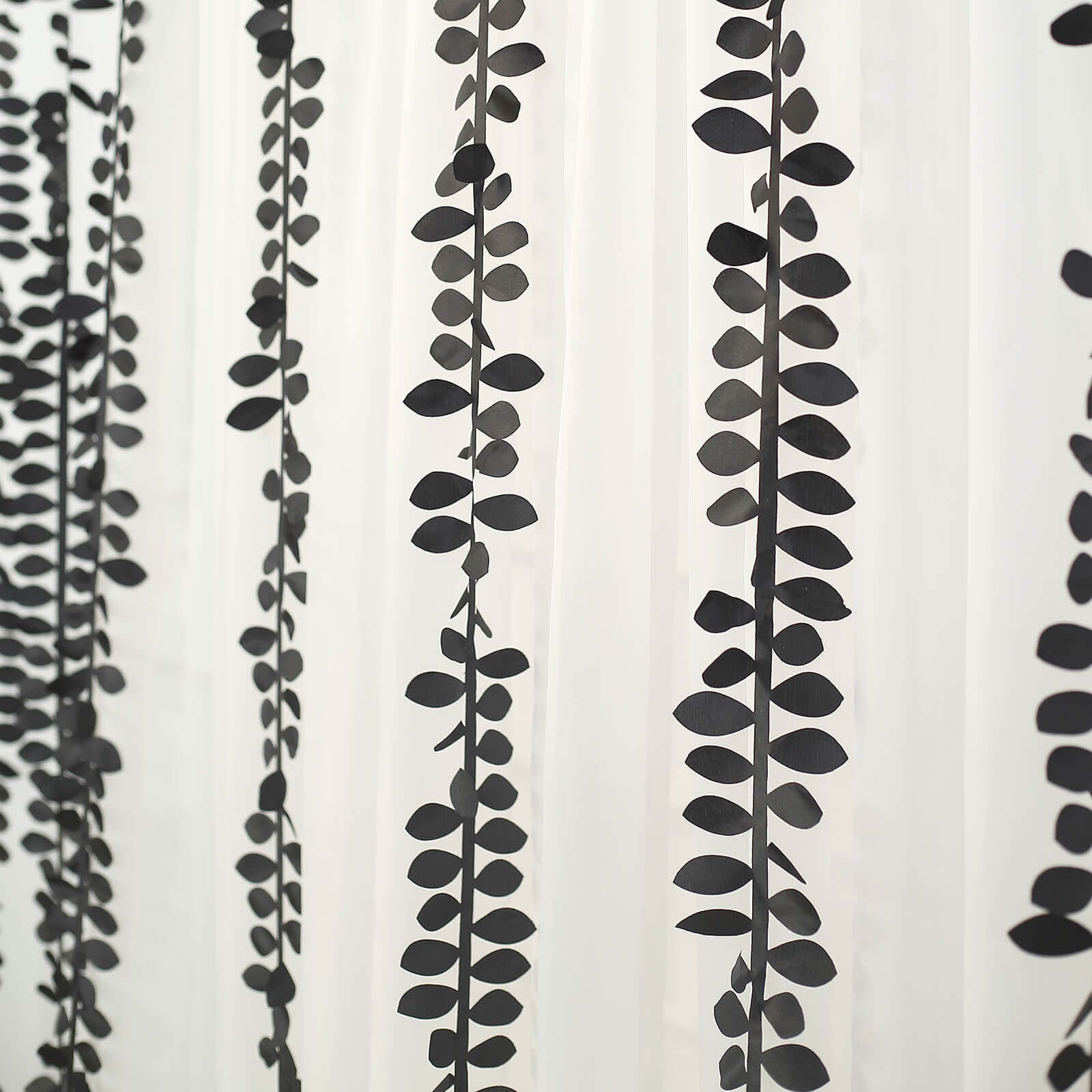 Taffeta Ribbon Sash with 4" Leaf Petal Design Black 50ft - Sophisticated Artificial Fabric Garland for Events