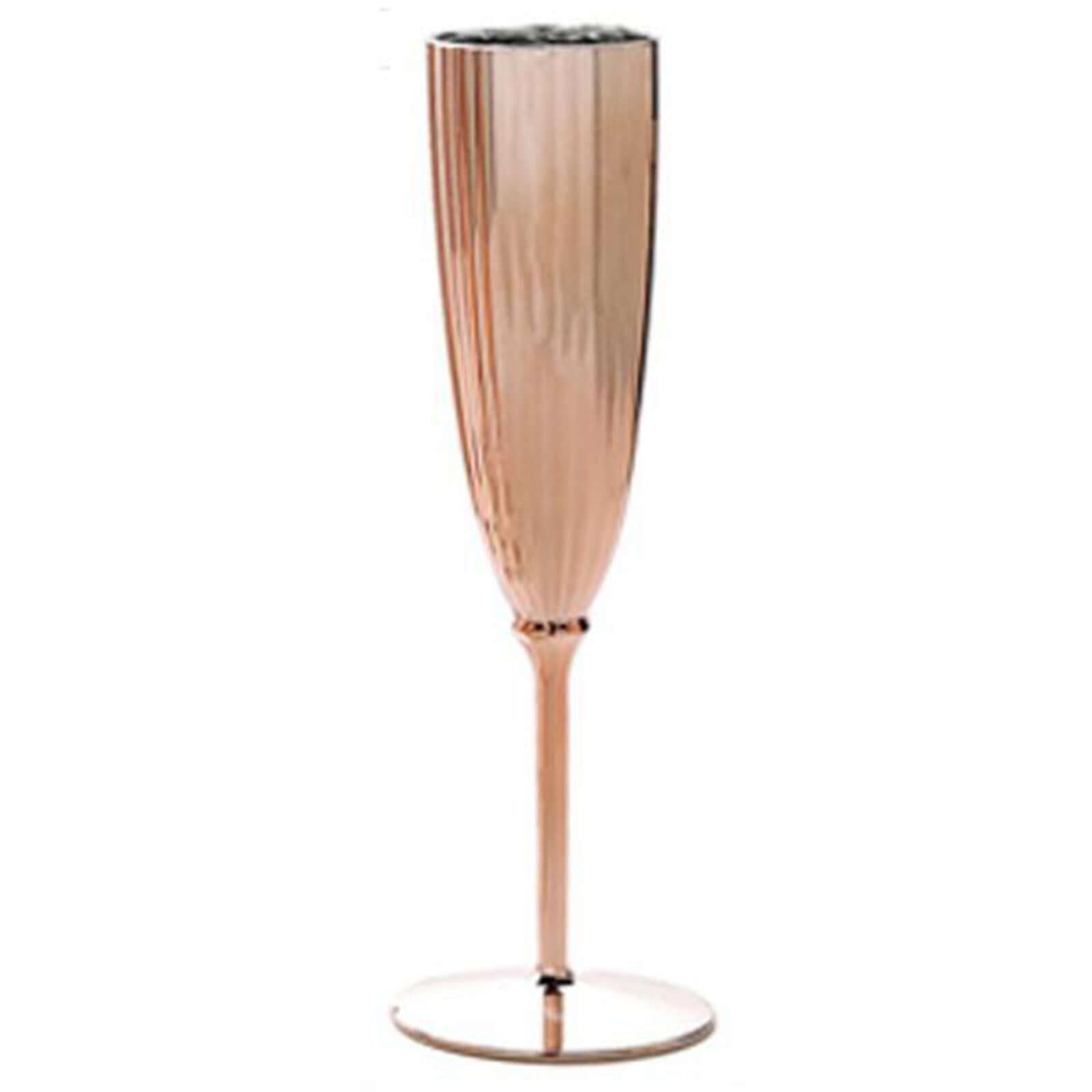 6-Pack Plastic Champagne Flutes in Metallic Rose Gold - Classy Disposable Champagne Glasses for Toasting & Cocktail Parties 5oz