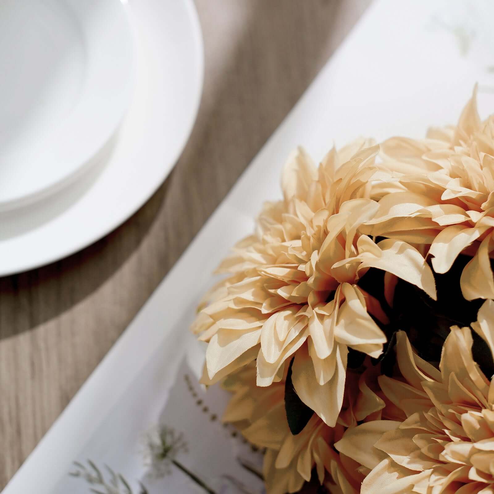 2 Bouquets 20" Champagne Artificial Silk Dahlia Flower Spray Bushes