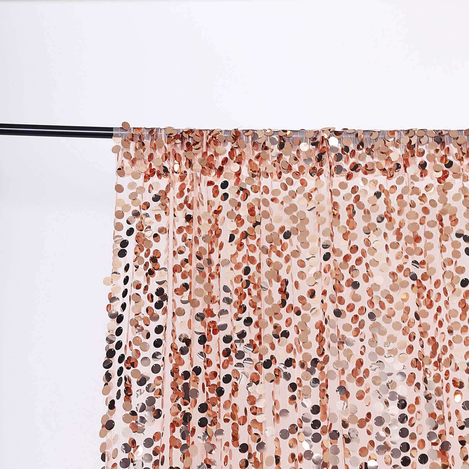 8ftx8ft Blush Big Payette Sequin Event Curtain Drapes, Backdrop Event Panel