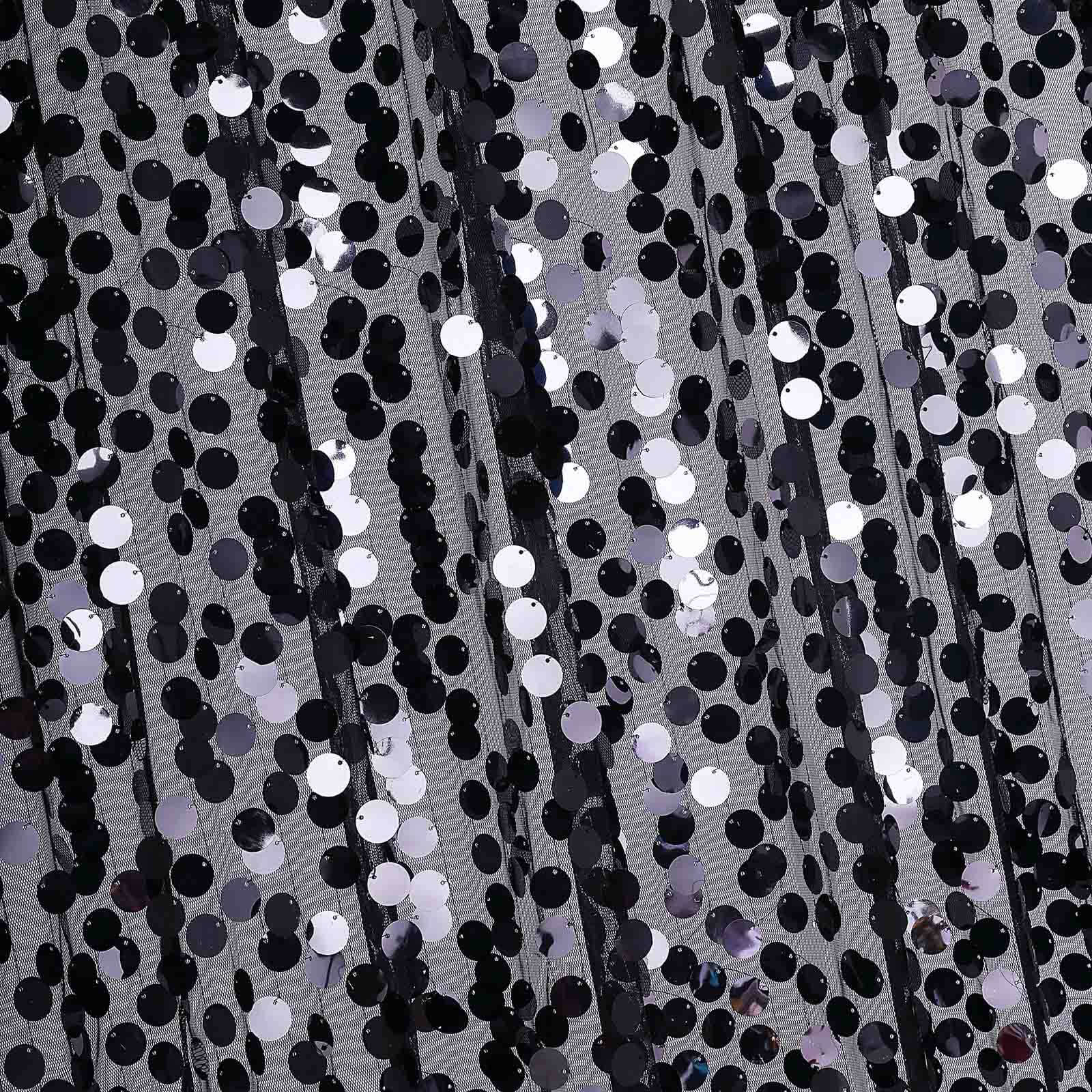 8ftx8ft Black Big Payette Sequin Event Curtain Drapes, Backdrop Event Panel