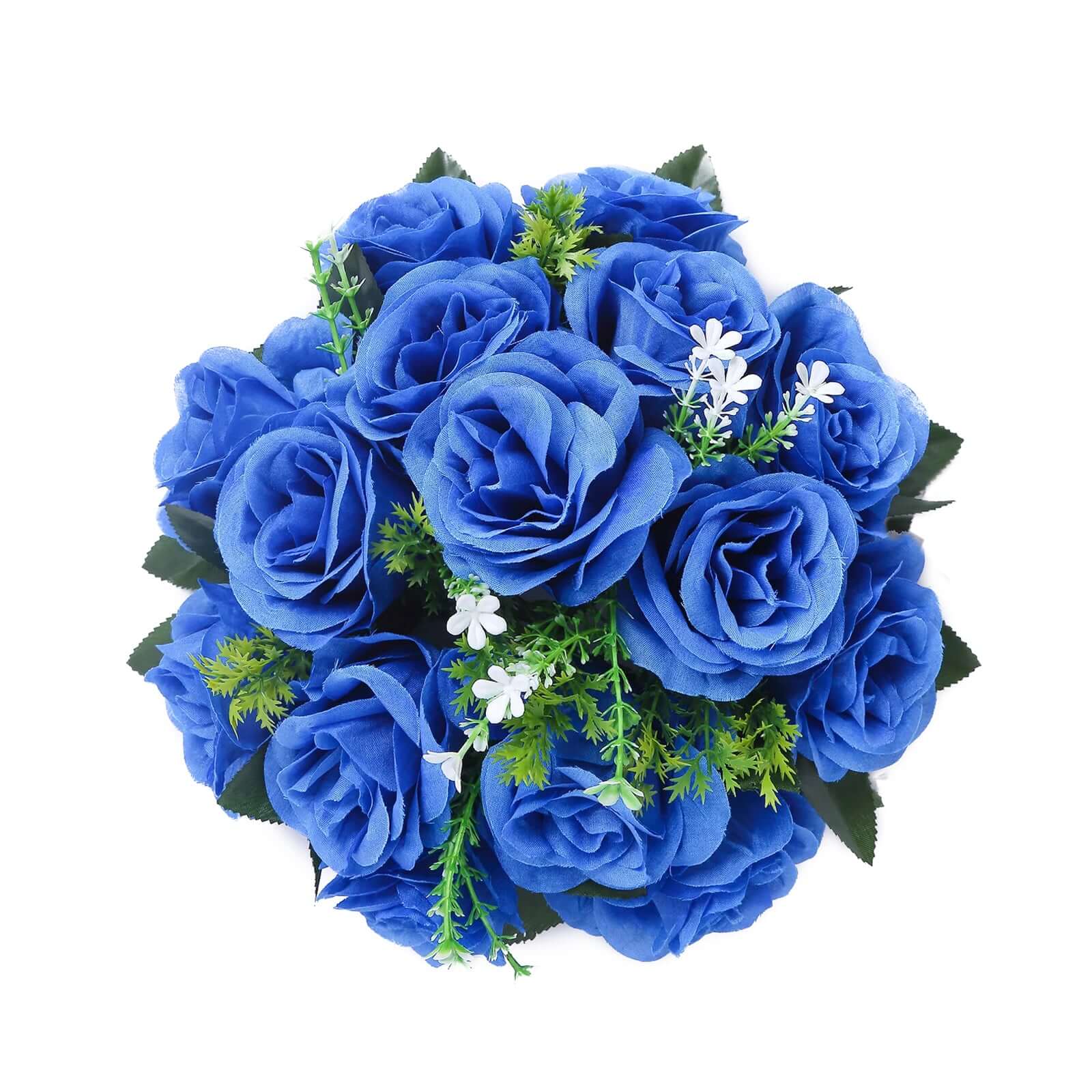 2 Pack Royal Blue Silk 15-Head Rose Flower Balls For Centerpieces - 10", Artificial Kissing Ball Floral Arrangements