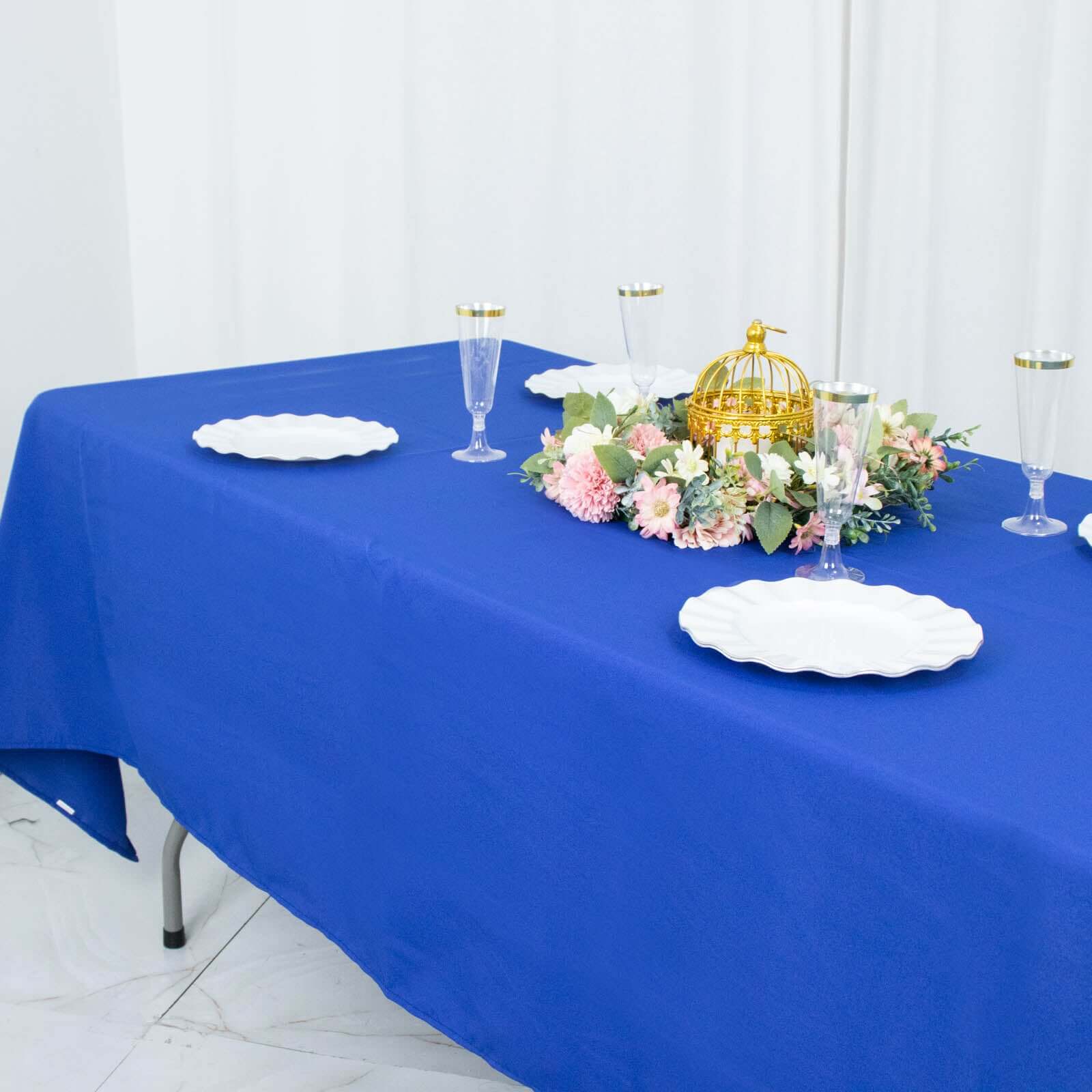 Premium Polyester 60"x102" Rectangle Tablecloth Royal Blue - Durable 220GSM Wrinkle-Resistant Table Cover