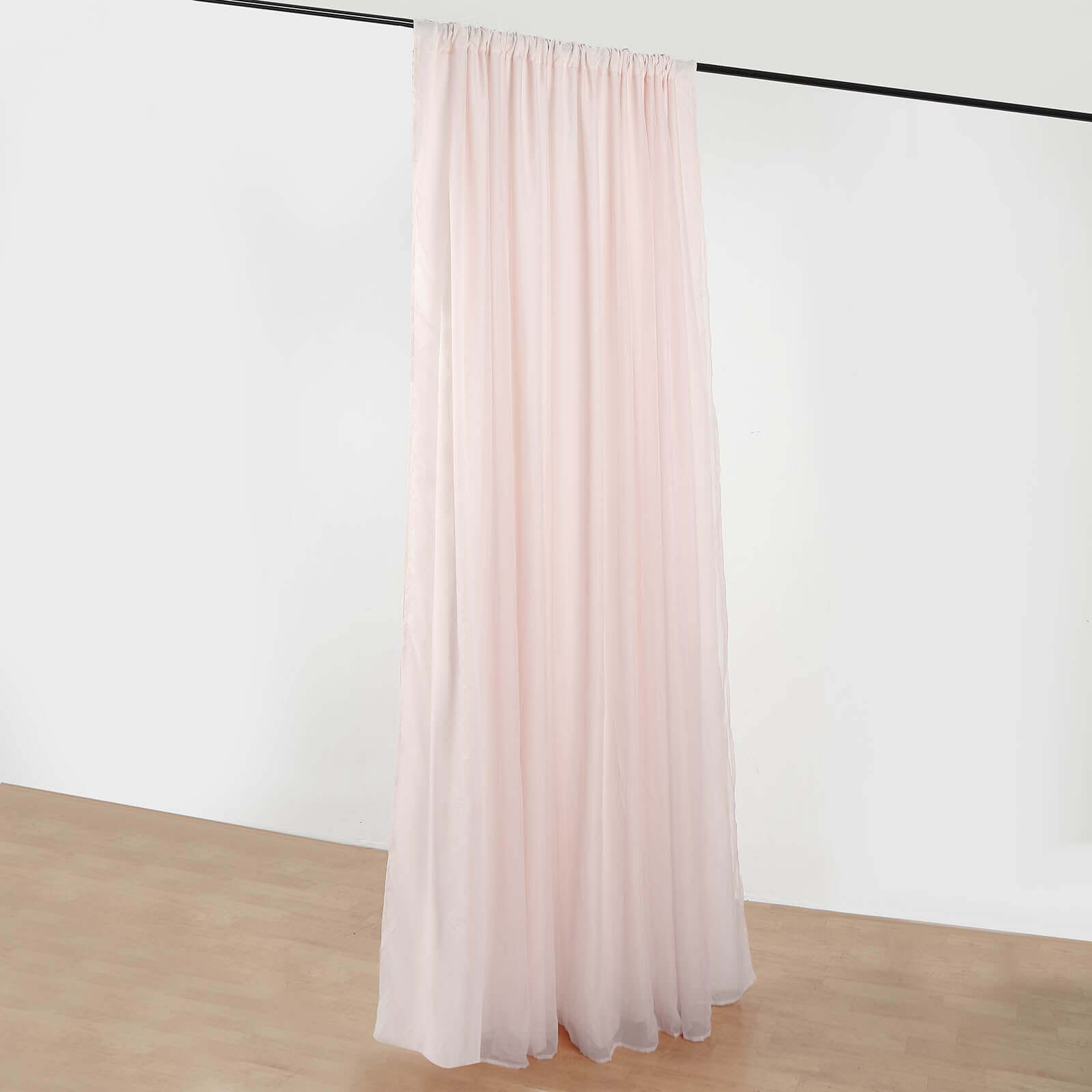 Blush Chiffon Polyester Event Curtain Drapes, Dual Layer Divider Backdrop Curtain Panels with Rod Pockets - 10ftx10ft