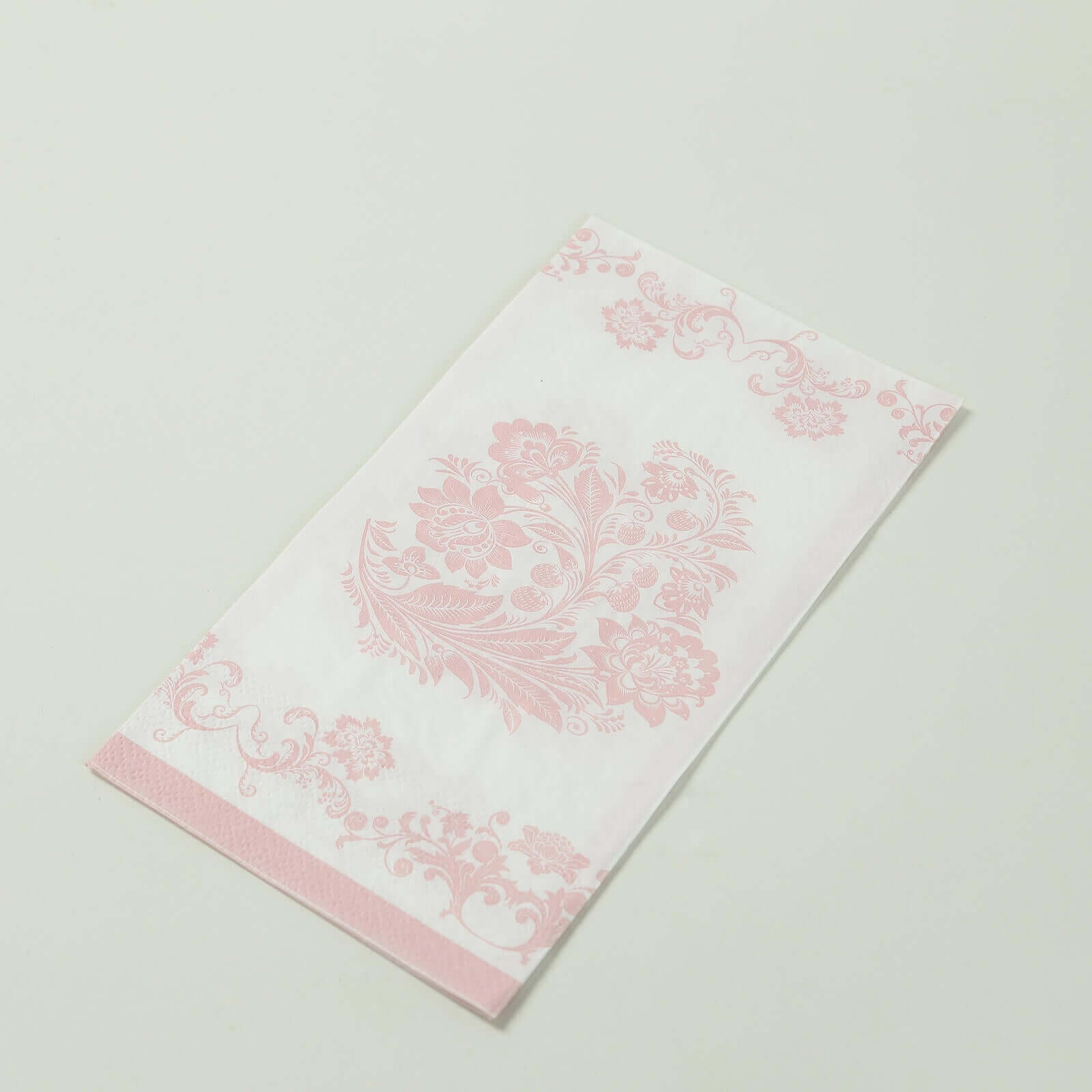 50-Pack Paper Dinner Napkins White with Pink Damask Floral Pattern 2-Ply - Stylish Disposable Napkins for Parties