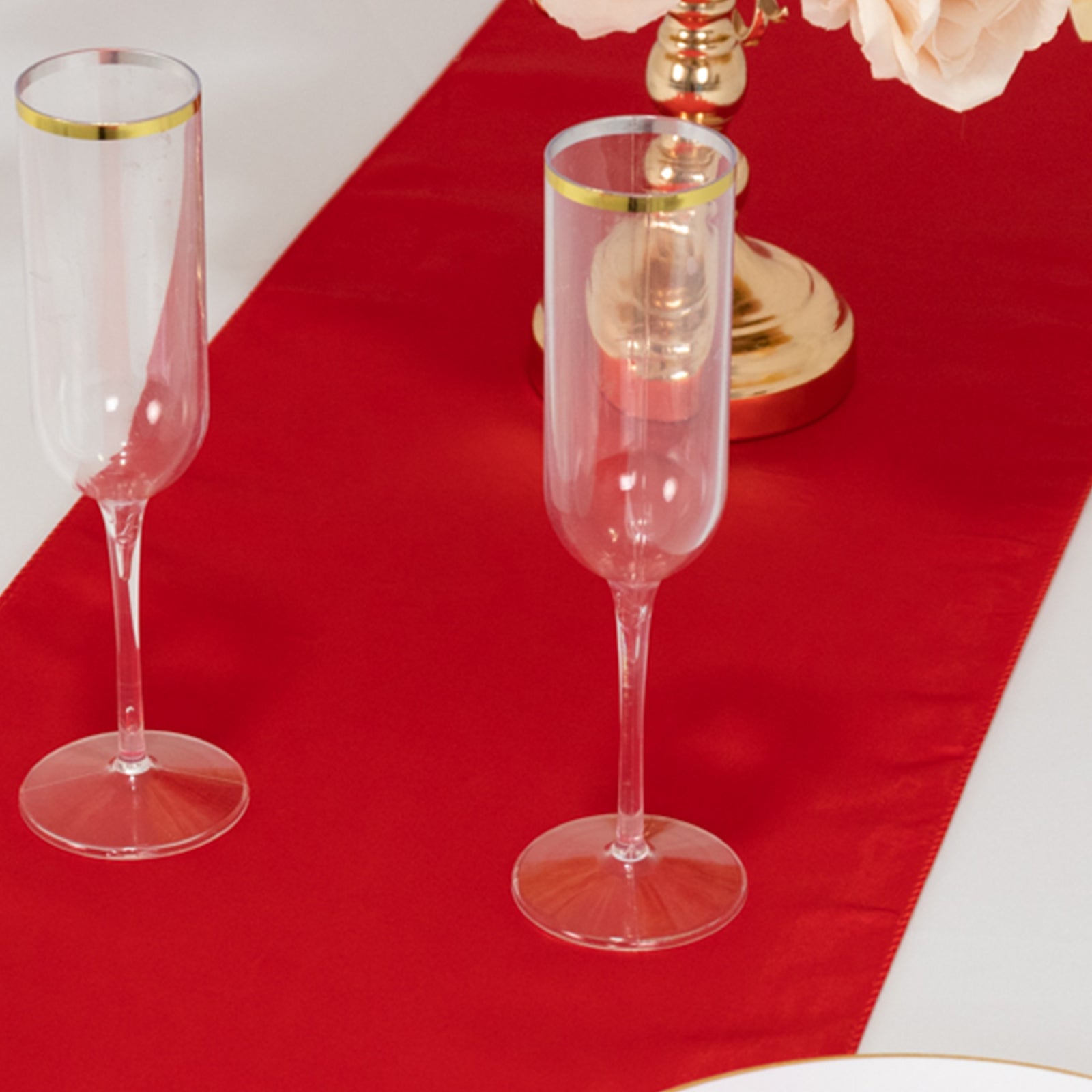 Lamour Satin 12"x108" Table Runner Red - Smooth & Lustrous Finish
