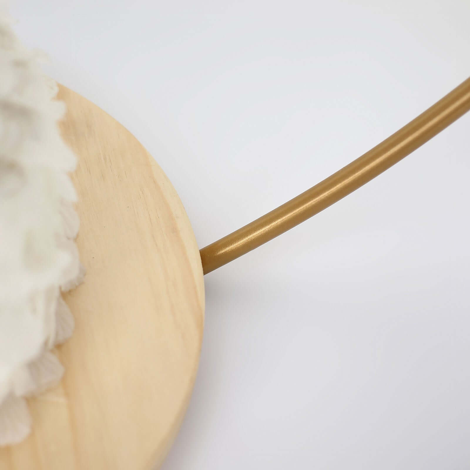 Metal Round Floral Hoop Cake Stand Gold - Chic Geometric Dessert Display DIY Centerpiece Table Decoration With Wooden Base 33"