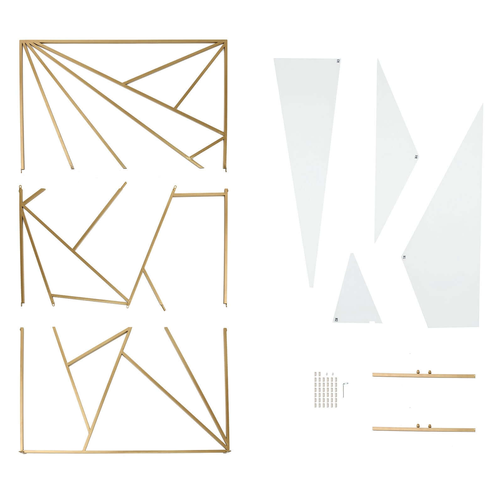 6ft Tall Gold Metal Rectangular Geometric Flower Frame Prop Stand, Wedding Backdrop Floor Stand With Cloudy Film Insert