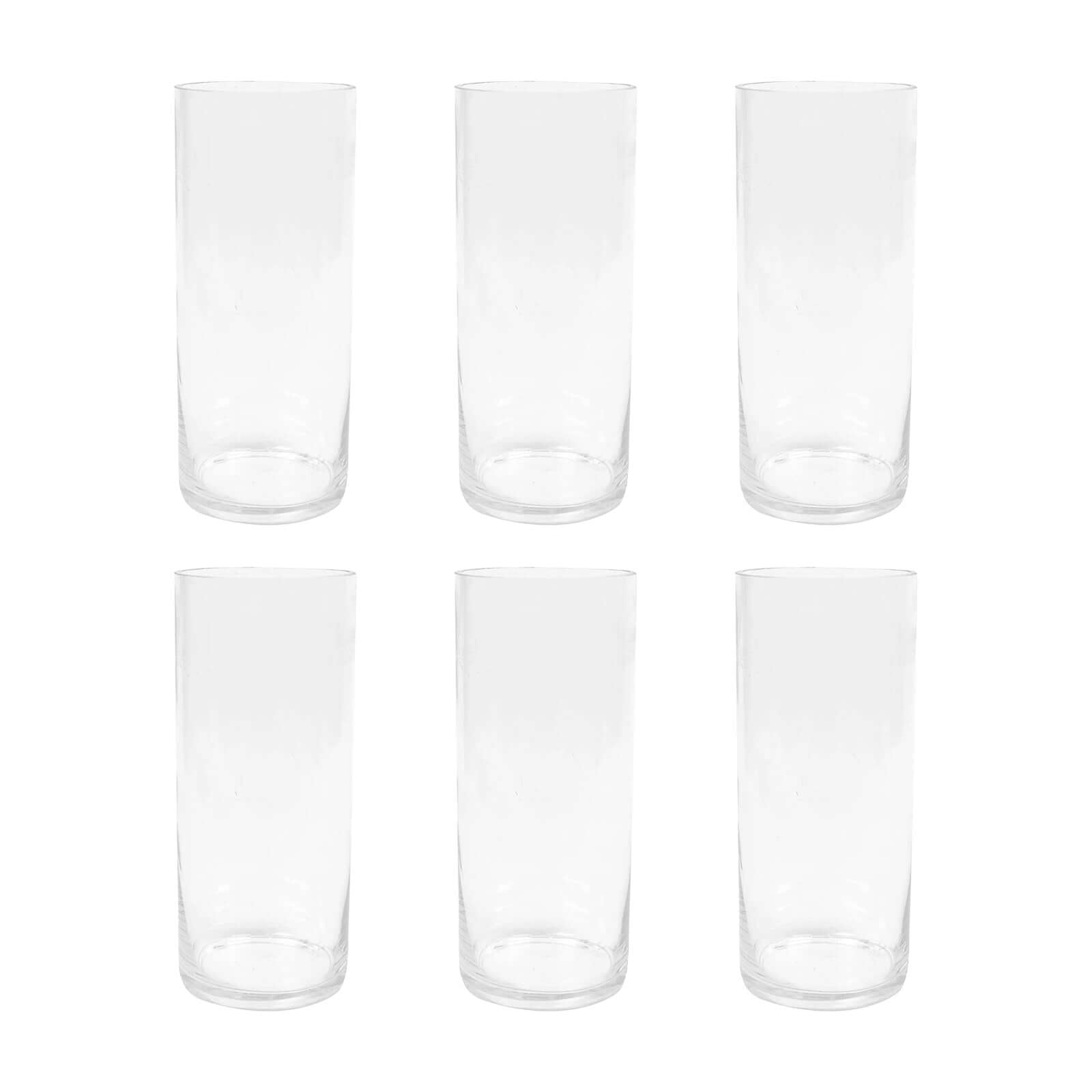 6-Pack Glass Flower Vases Cylinder Design Heavy Duty Clear - Stylish Centerpieces for Weddings 12"