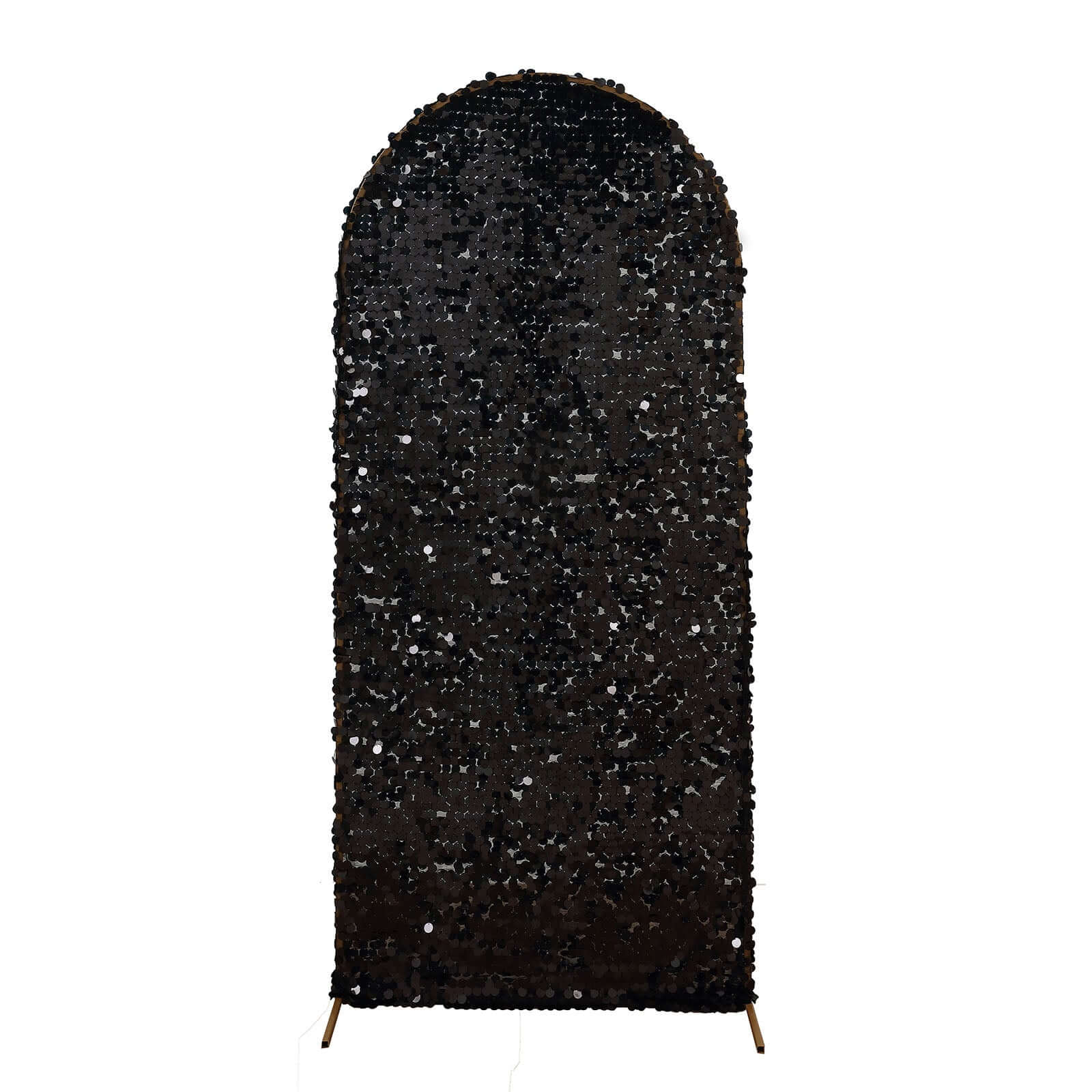 5ft Sparkly Black Double Sided Big Payette Sequin Chiara Backdrop Stand Cover For Fitted Round Top Wedding Arch