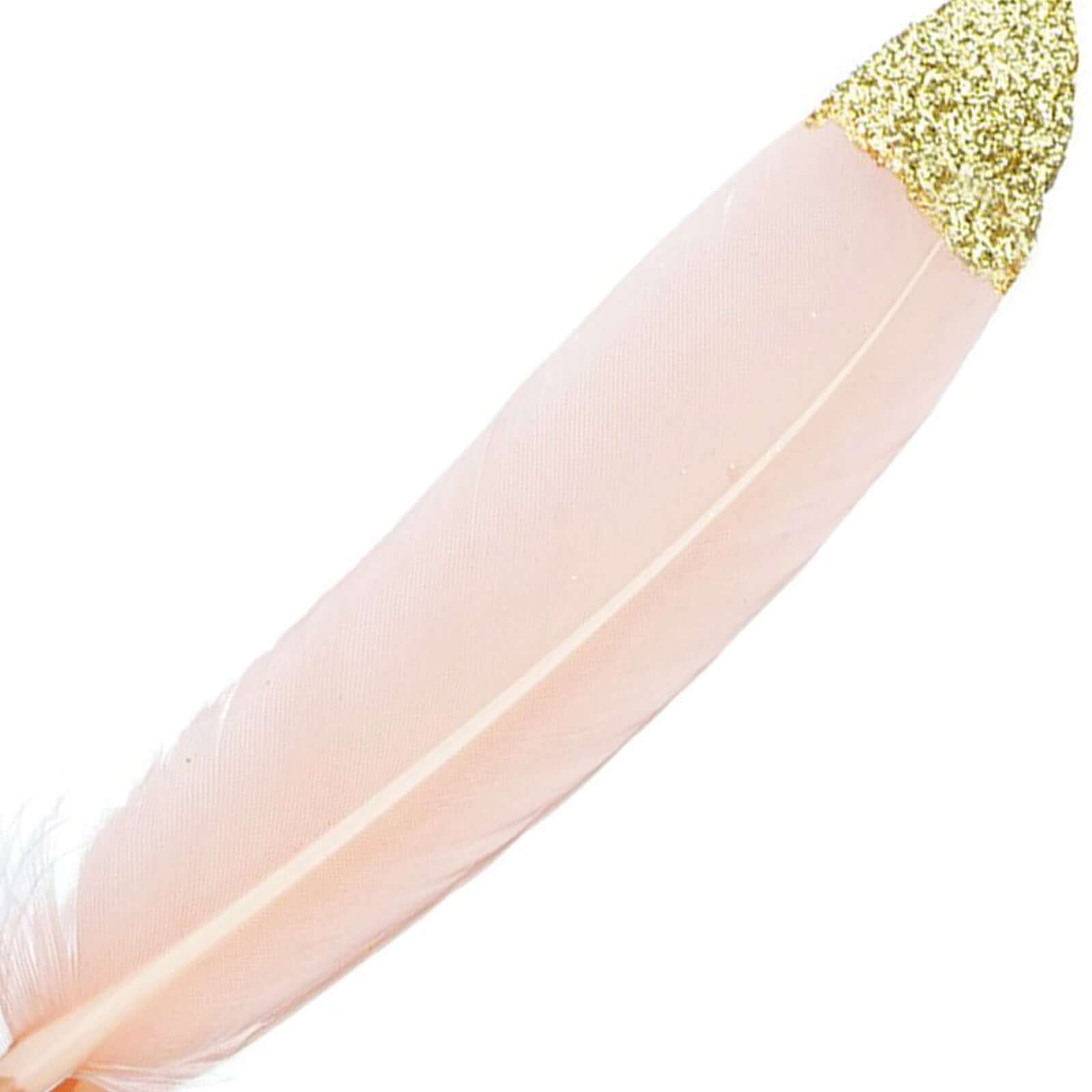 30-Pack Turkey Feathers Craft Feathers Glitter Gold Tip Blush - Decorative Feathers for DIY Party Projects