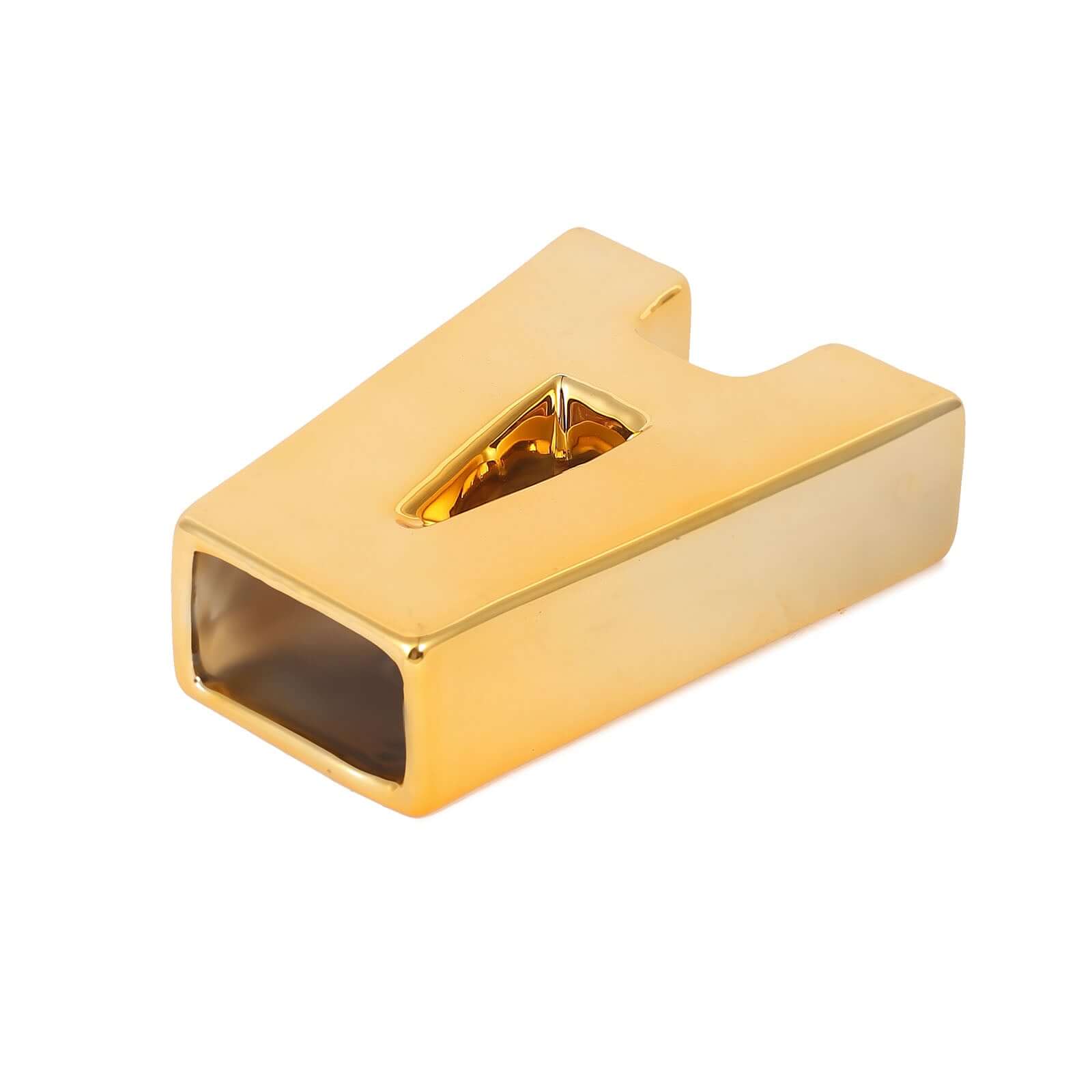 Shiny Ceramic Vase Letter "A" Gold Plated - Chic Bud Planter Pot for Events & Decor 6"