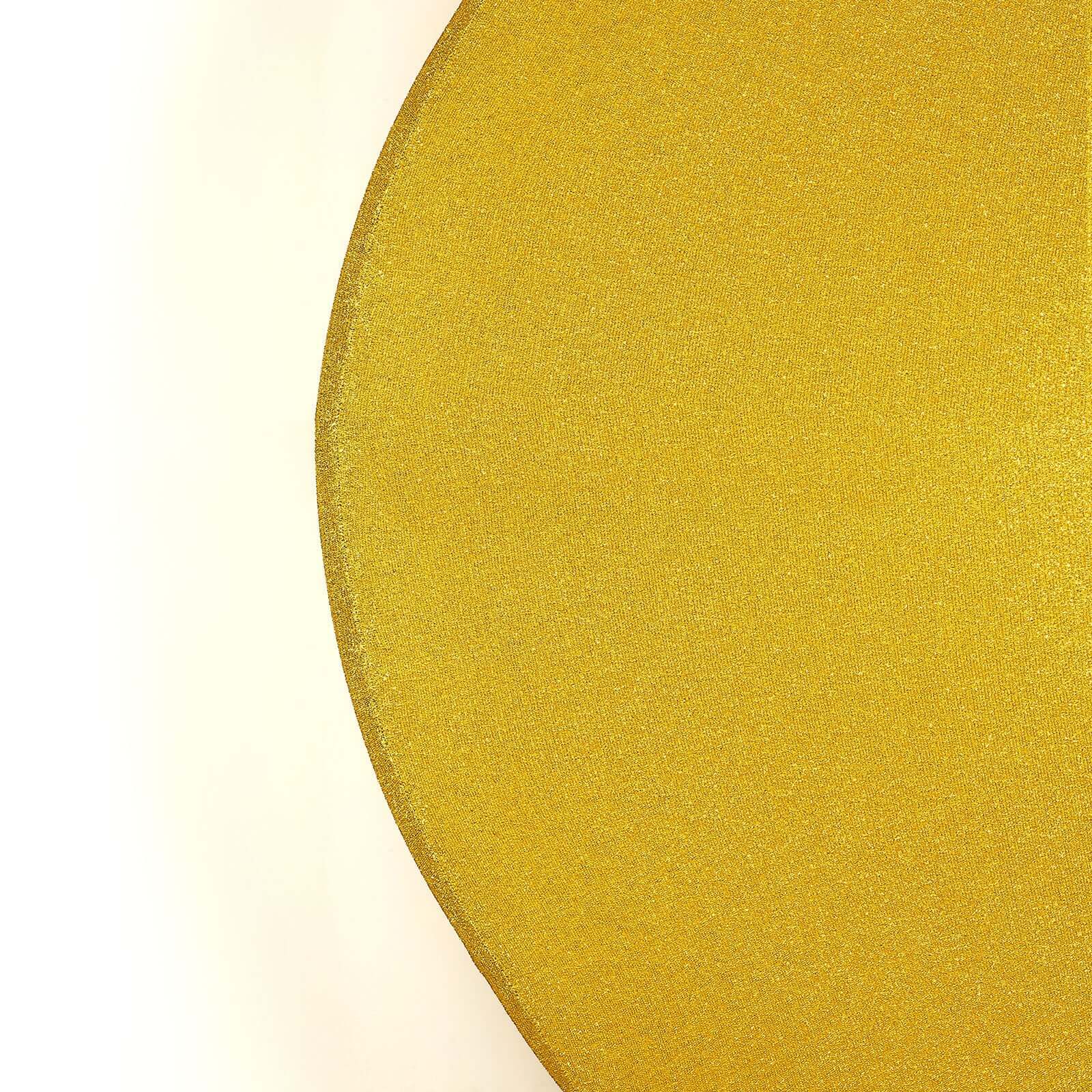 7.5ft Gold Metallic Shimmer Tinsel Spandex Round Wedding Arch Cover, 2-Sided Photo Backdrop