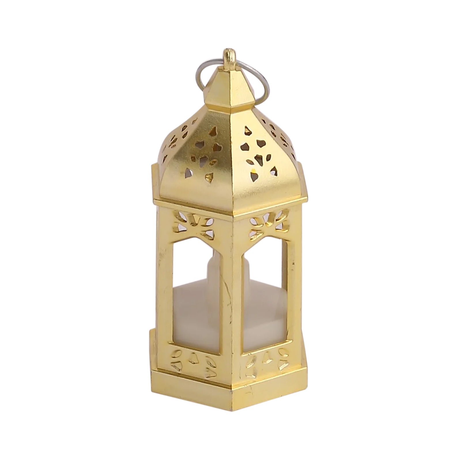 6-Pack LED Tealights Warm White Moroccan Style Gold - Battery Operated Mini Lantern Candle Lamp Centerpieces 3.5"