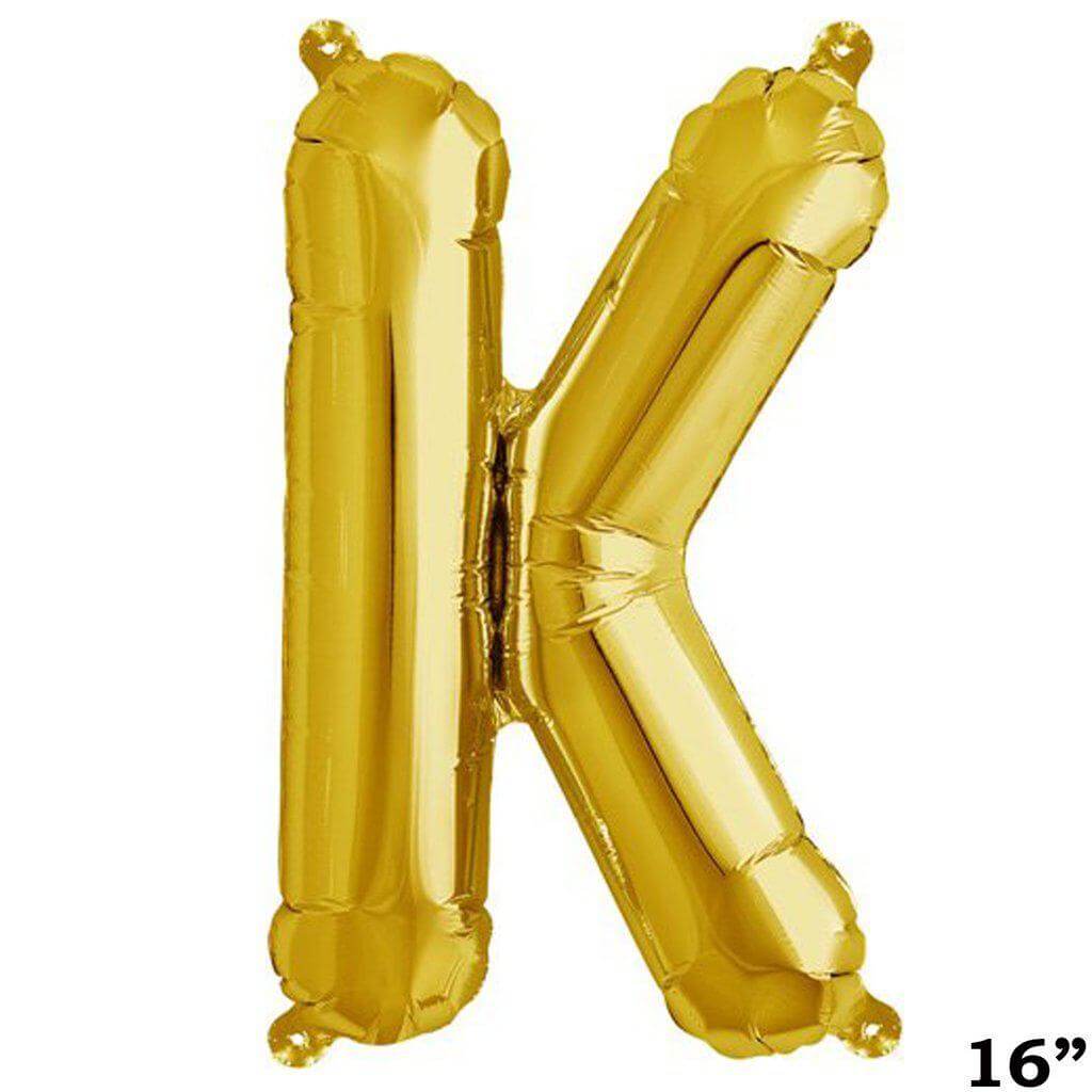 13" Gold Letter & Number Balloons, Shiny Metallic Mylar Foil Alphabet Balloons