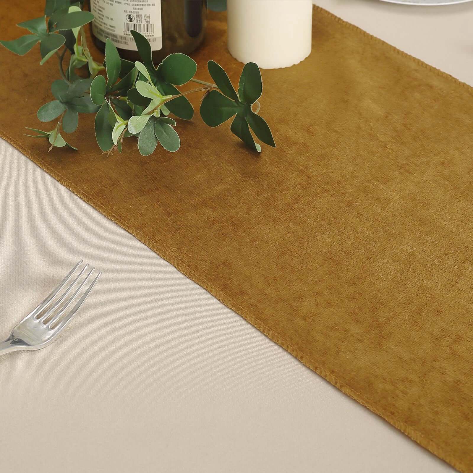 Premium Velvet 12"x108" Table Runner Gold - Sheen Finish & Reusable Table Decor for Weddings & Events