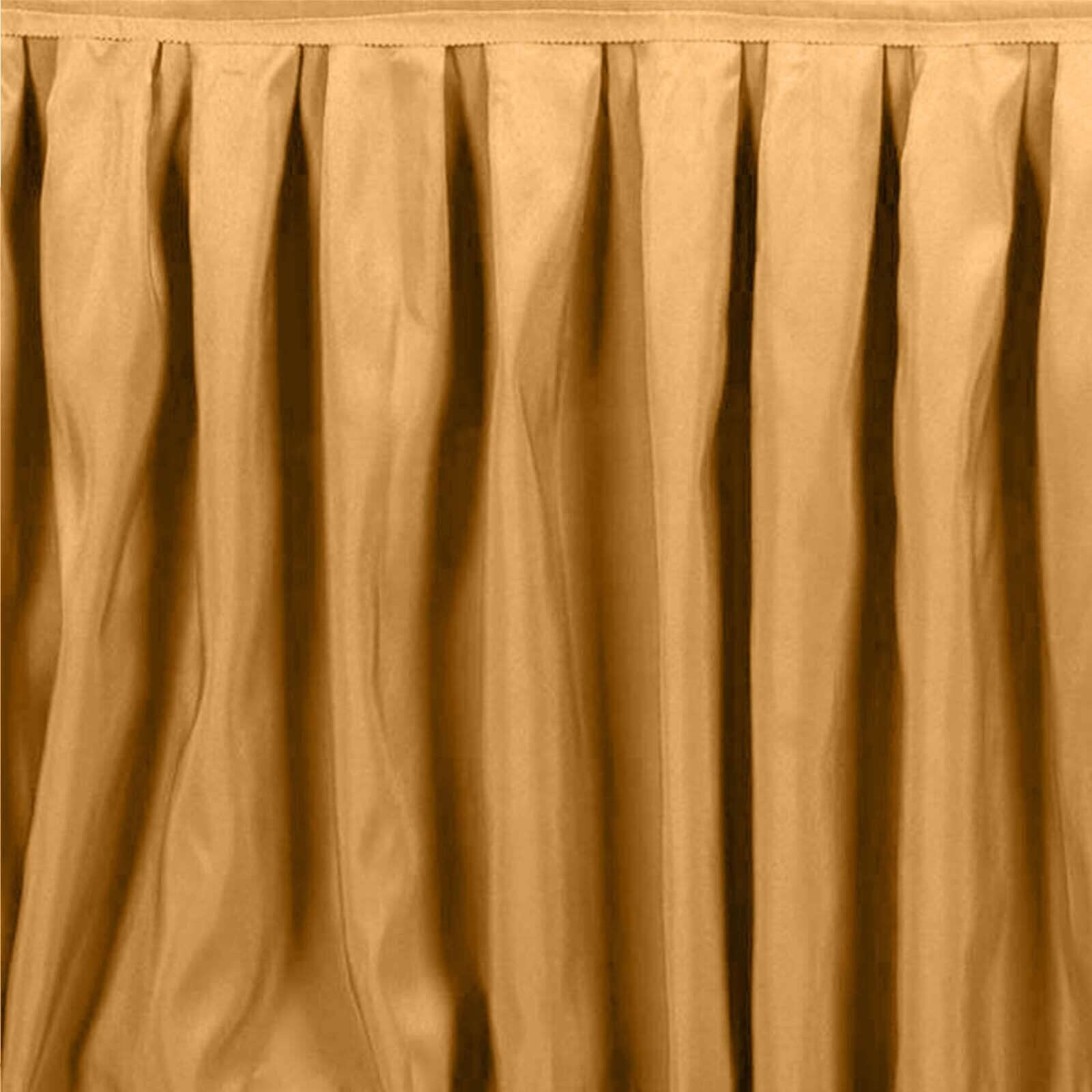 Polyester 14ft Table Skirt Gold - Classic Pleated Design for Weddings & Events