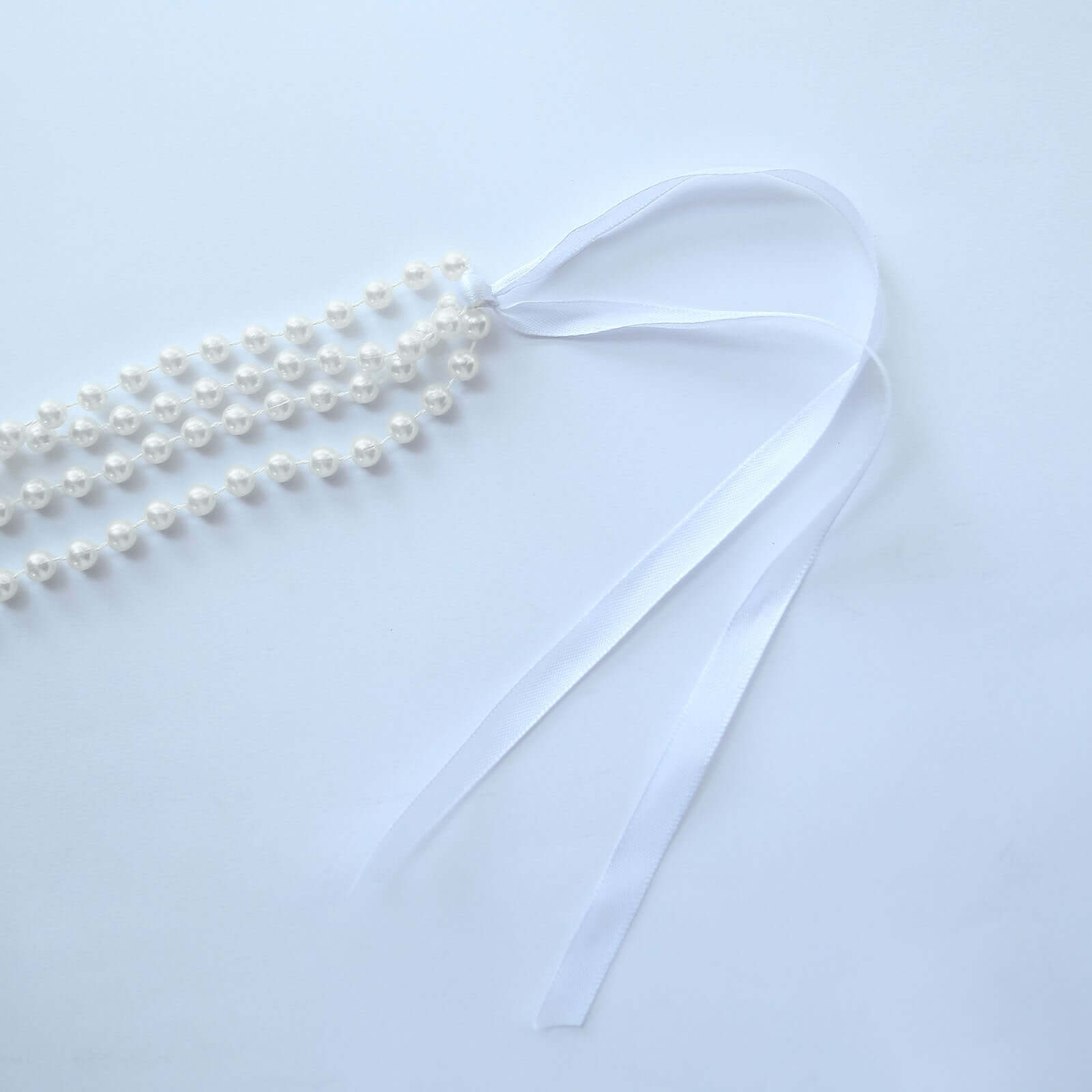 Faux Pearl Beaded 16" Chair Back Garland Sash Ivory Gatsby-Inspired Style - Pre-Tied Chic Wedding Decor for Chiavari Chairs