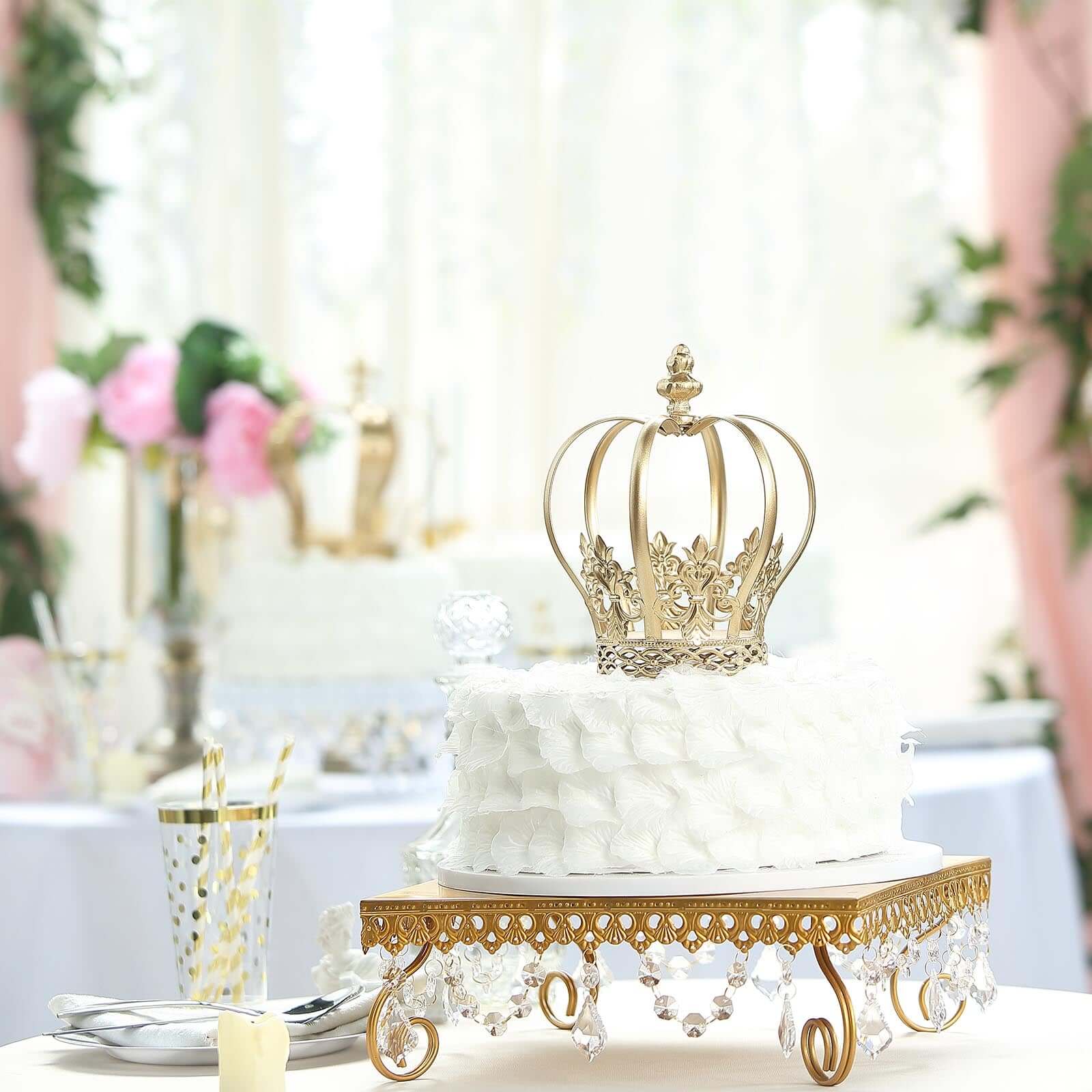 Metal Royal Crown Cake Topper Gold for Glamorous Events & Special Occasions 8"