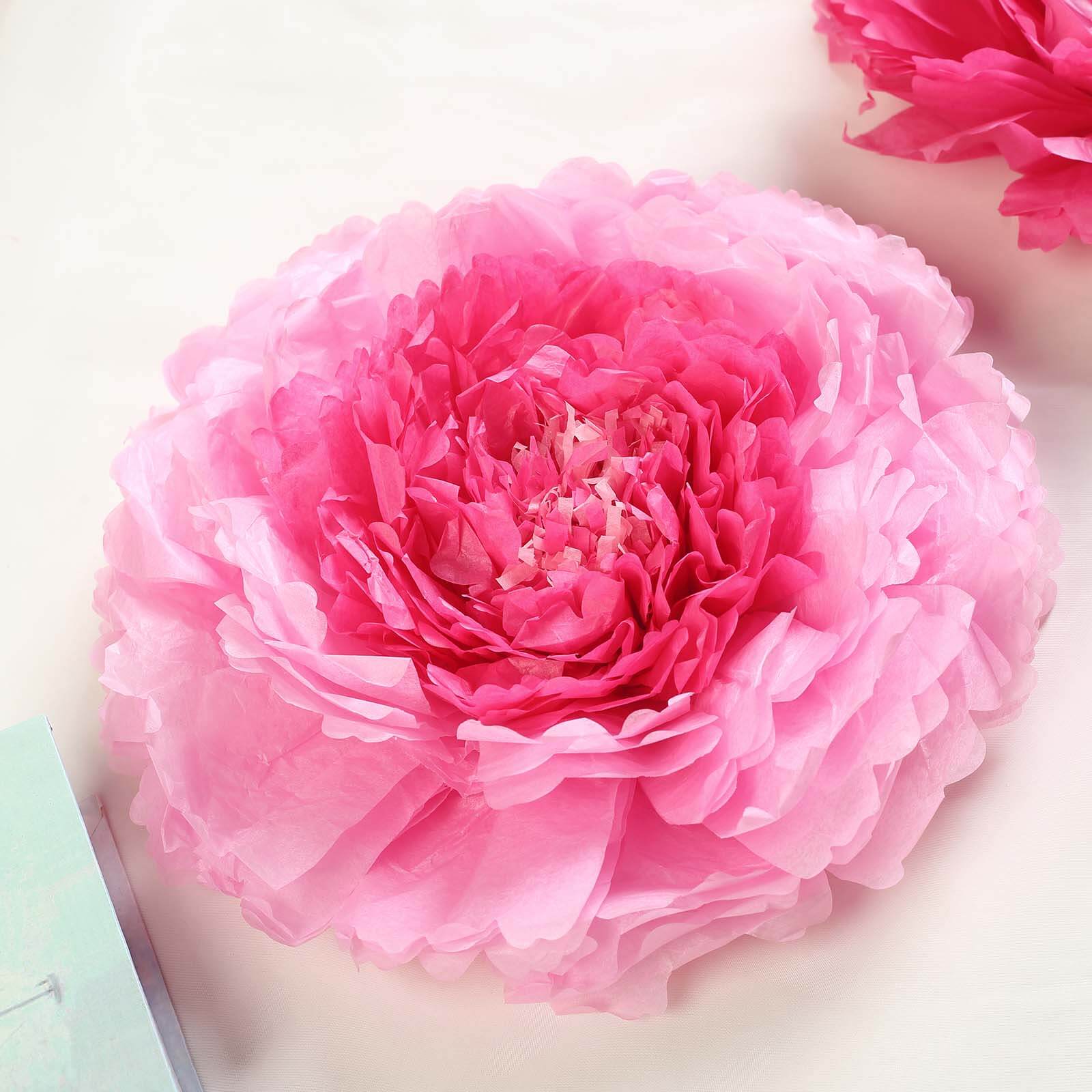 Set of 6 Pink Fuchsia Giant Carnation 3D Paper Flowers Wall Decor - 12",16",20"