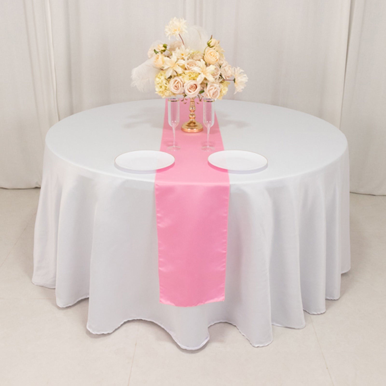 Lamour Satin 12"x108" Table Runner Pink - Smooth & Lustrous Finish