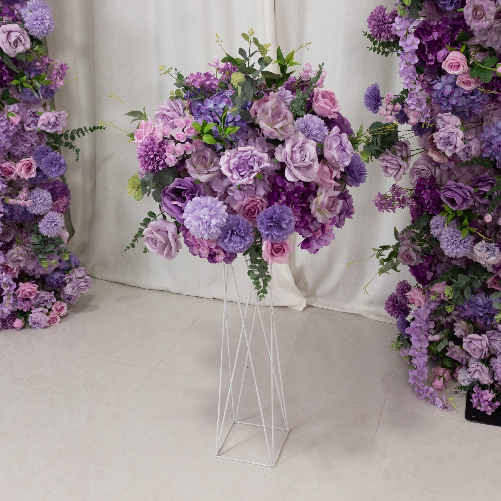 22-Inch Lavender Lilac Silk Flower Grand Centerpiece – Pre-Arranged Artificial Rose, Hydrangea & Chrysanthemum Ball for Wedding & Event Décor