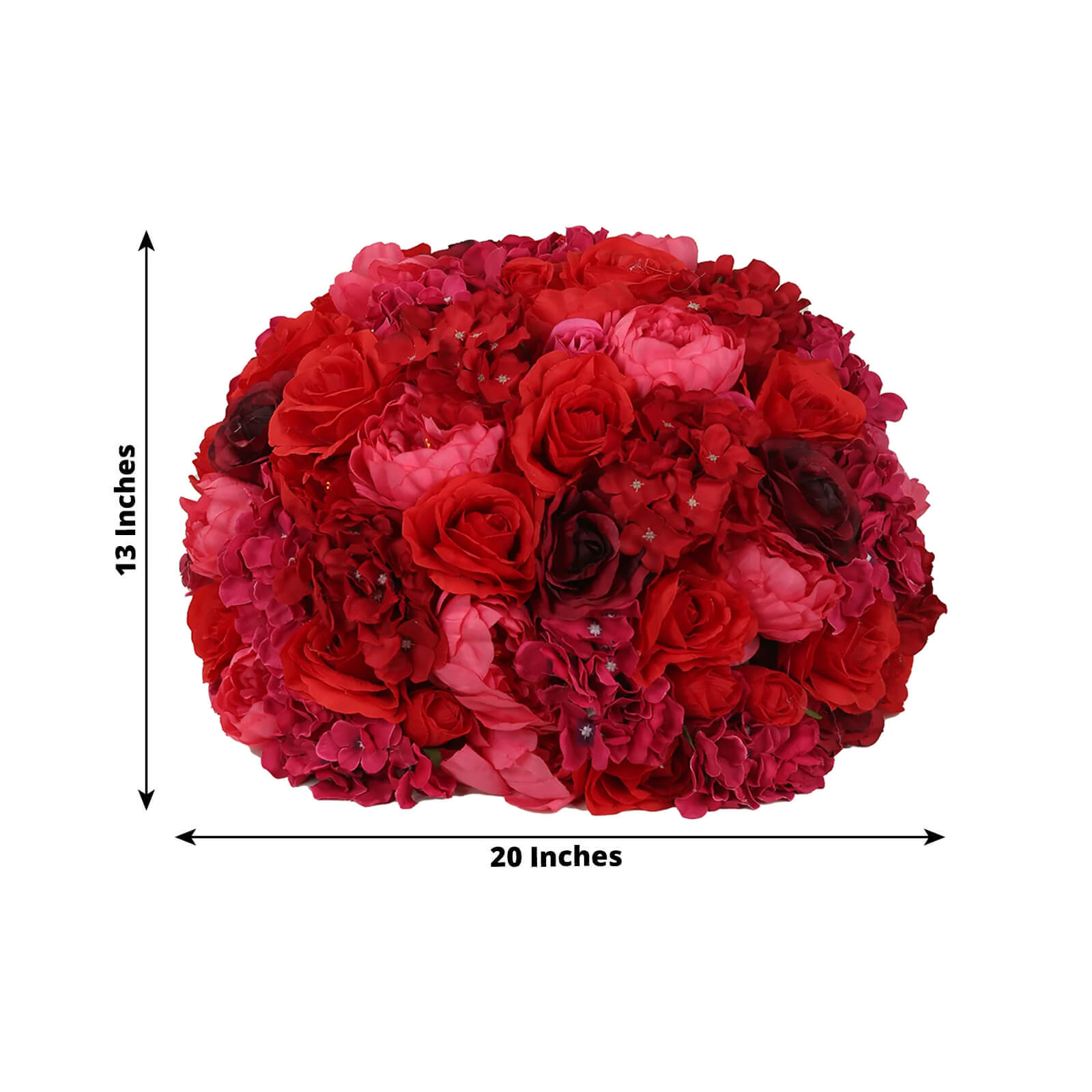 Pre-Arranged Silk Rose Wedding Centerpiece, Red Artificial Rose Flower Balls Arrangement Table Decor - 20"