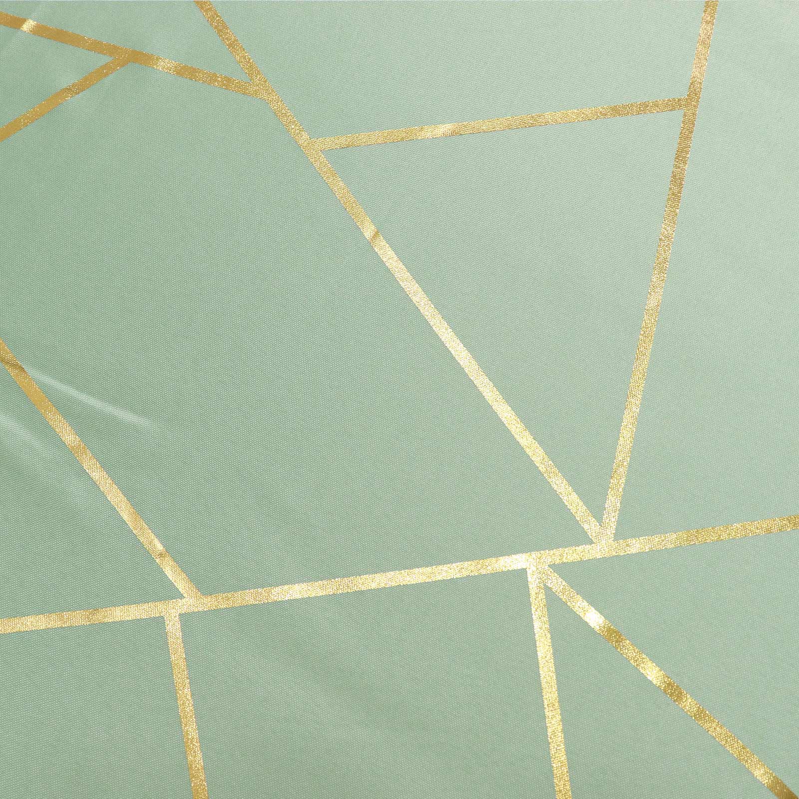 Polyester 60"x102" Rectangle Tablecloth Sage Green with Gold Foil Geometric Pattern - Wrinkle-Resistant & Durable Table Cover