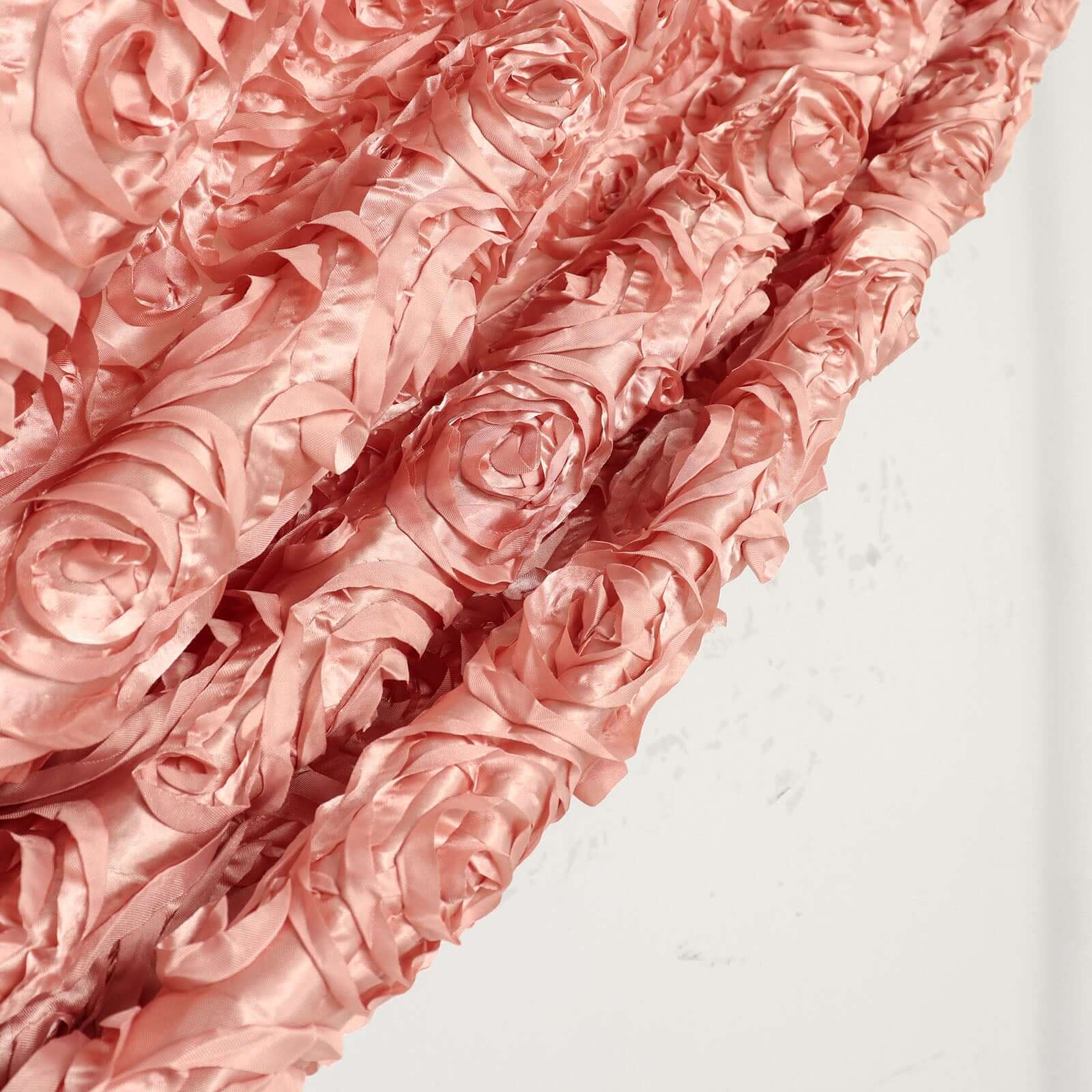 8ftx8ft Dusty Rose Satin Rosette Event Curtain Drapes, Backdrop Event Panel