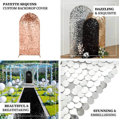 7ft Sparkly Rose Gold Double Sided Big Payette Sequin Chiara Backdrop Stand Cover For Fitted Round Top Wedding Arch