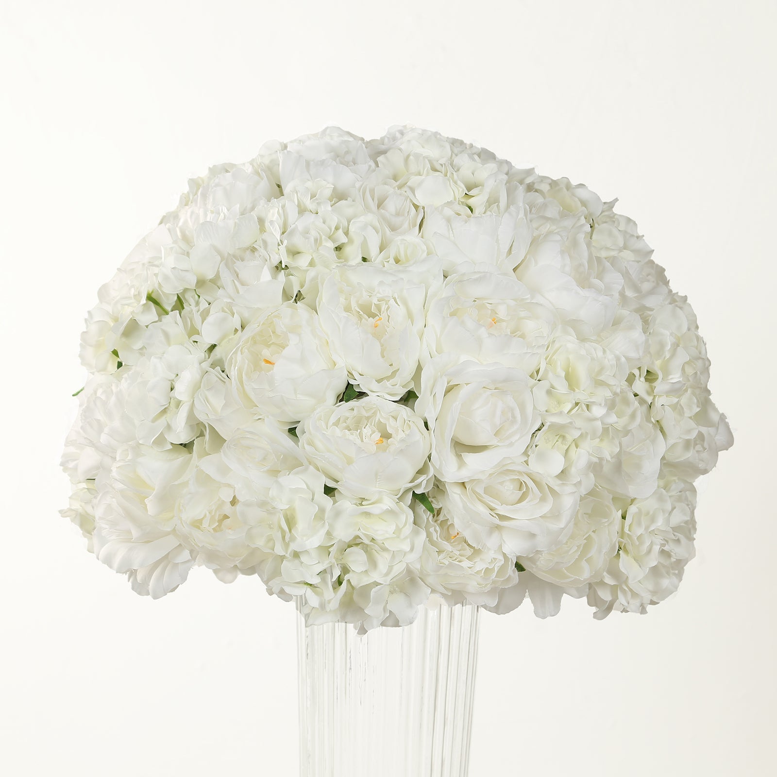 Pre-Arranged Silk Rose Wedding Centerpiece, Ivory Artificial Rose Flower Balls Arrangement Table Decor - 20"