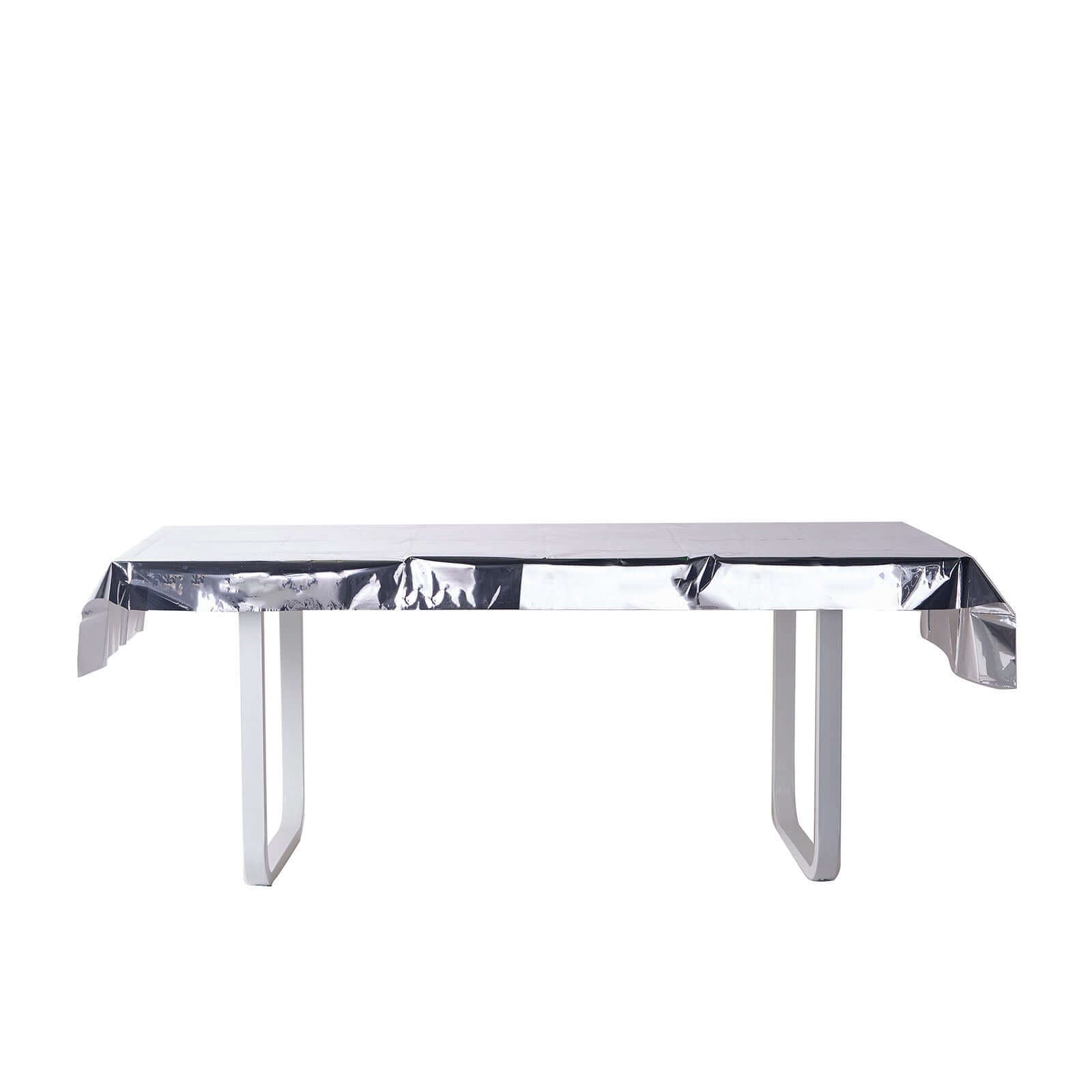 Metallic Foil Tablecloth Rectangle Silver - Decorative Disposable Table Cover 40"x90"